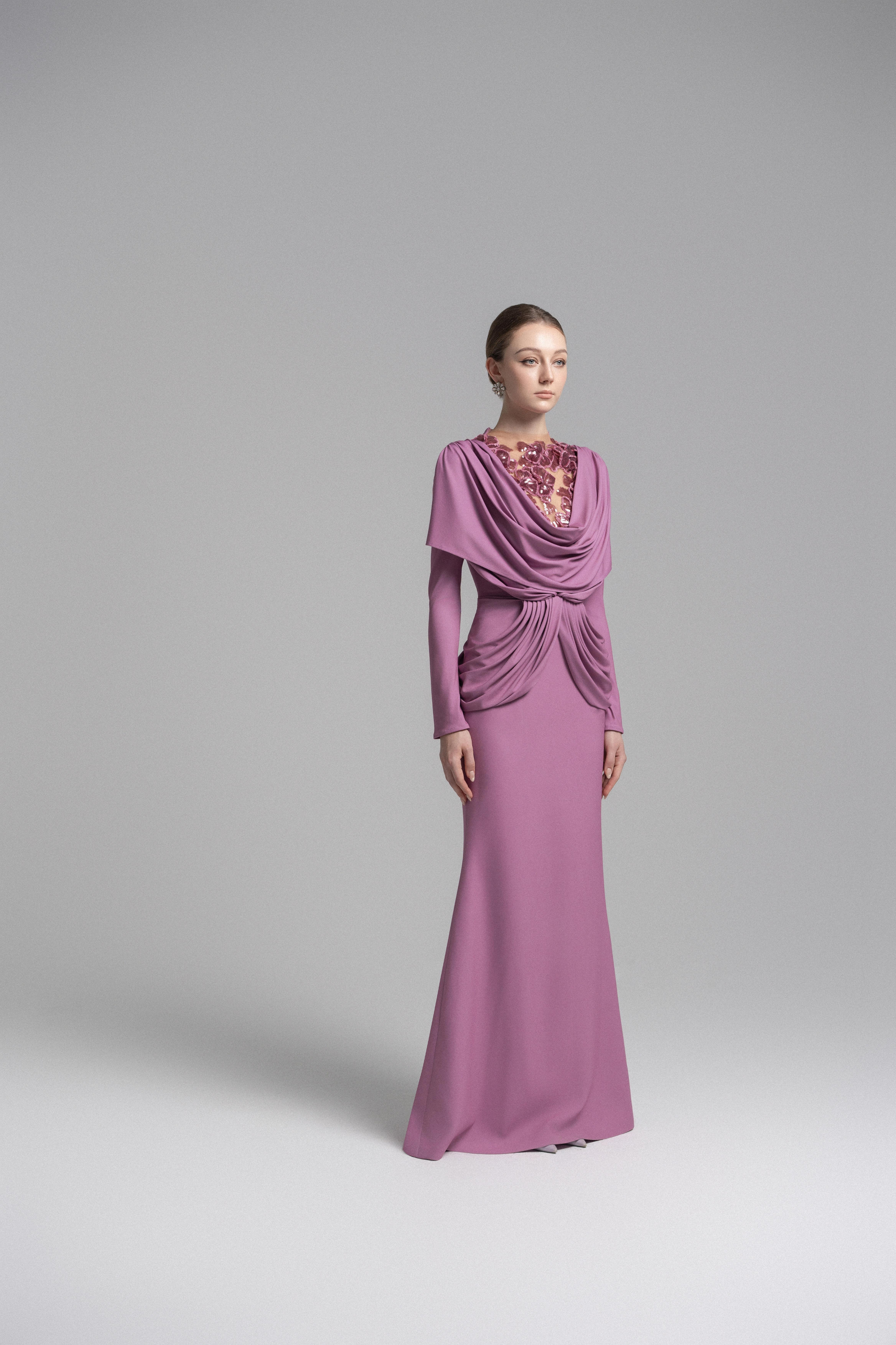 Ethereal Hooded Lace Evening Gown VL1015