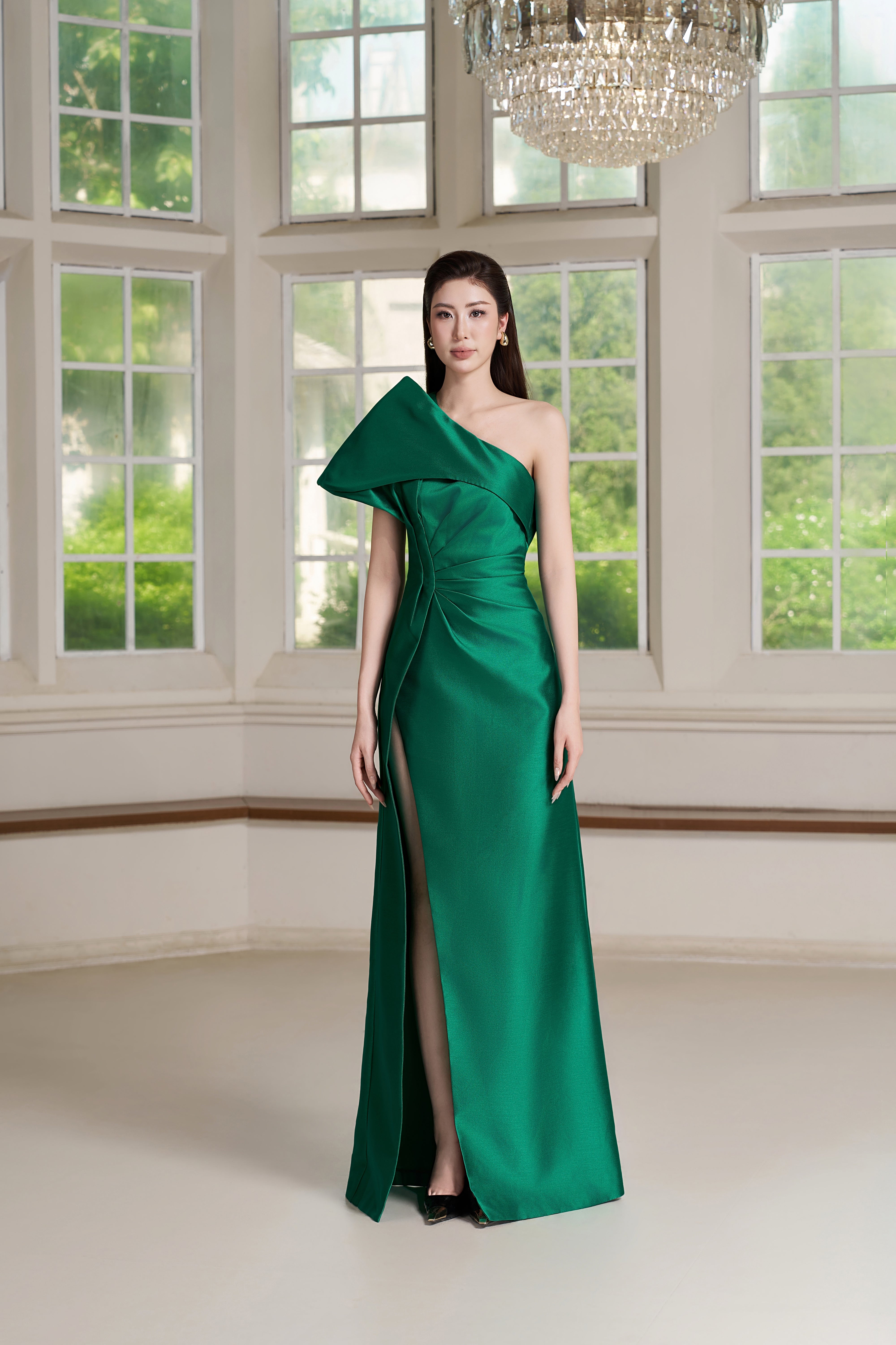 Eve Dress – One-Shoulder Draped Column Gown
