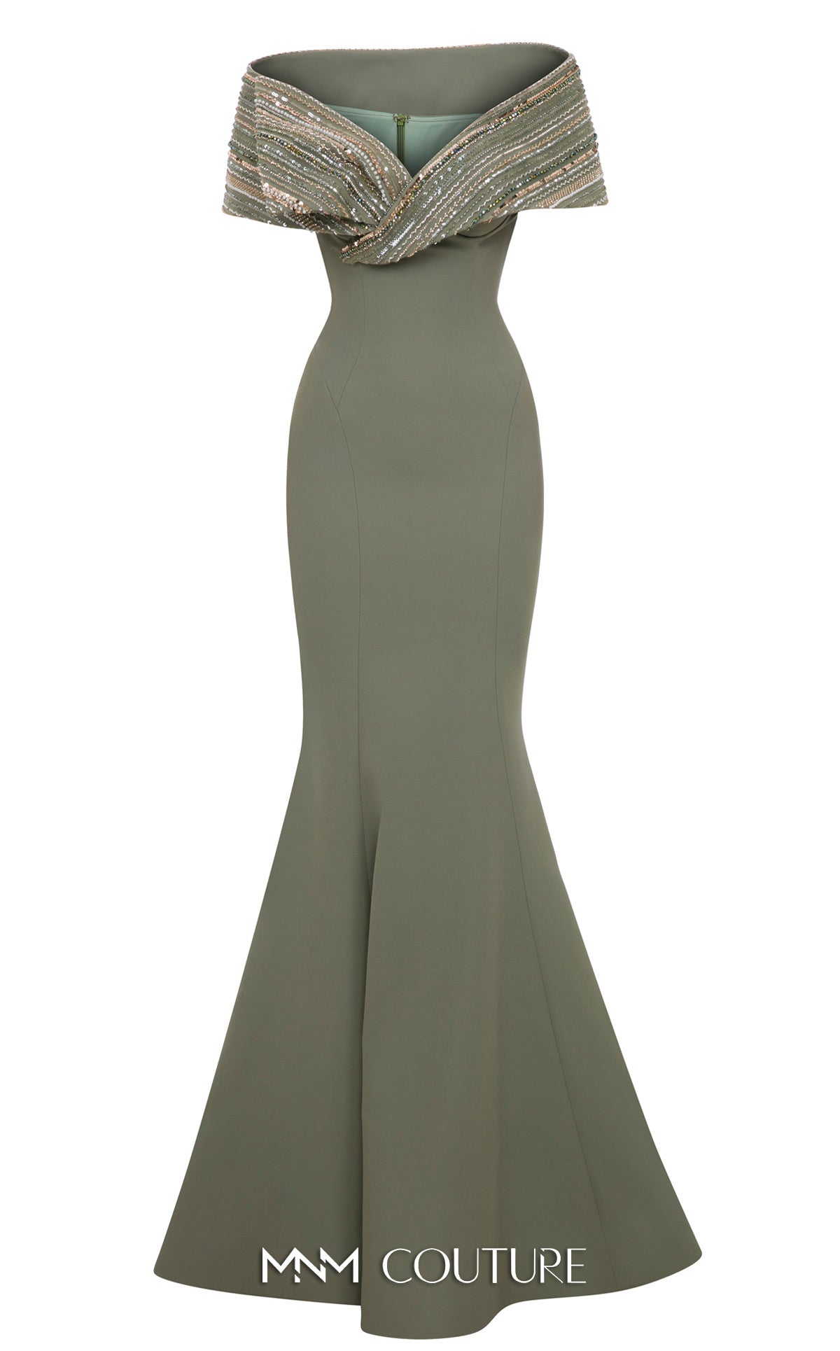 Timeless Mermaid Elegance with Beaded Embroidery F02935