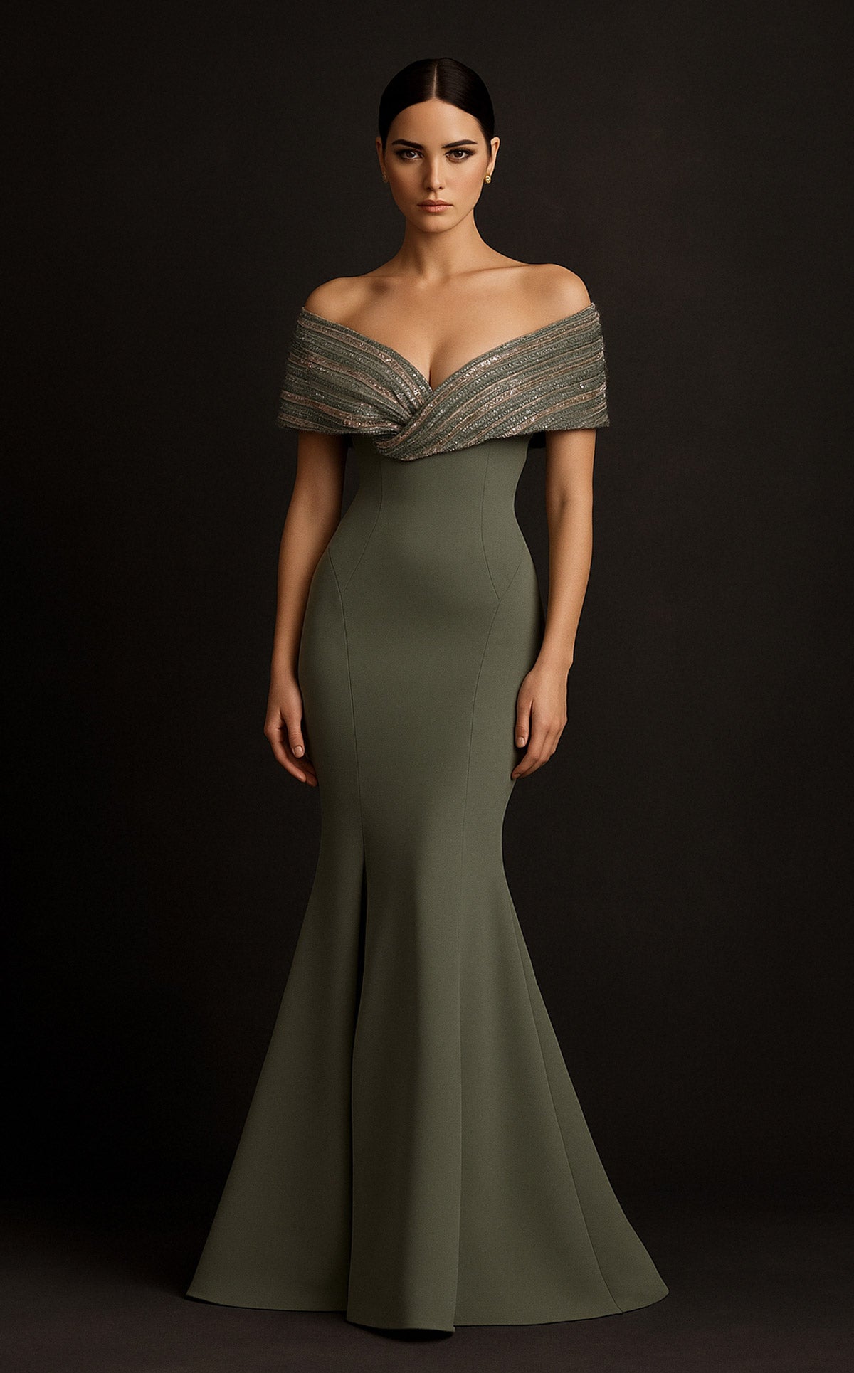 Timeless Mermaid Elegance with Beaded Embroidery F02935