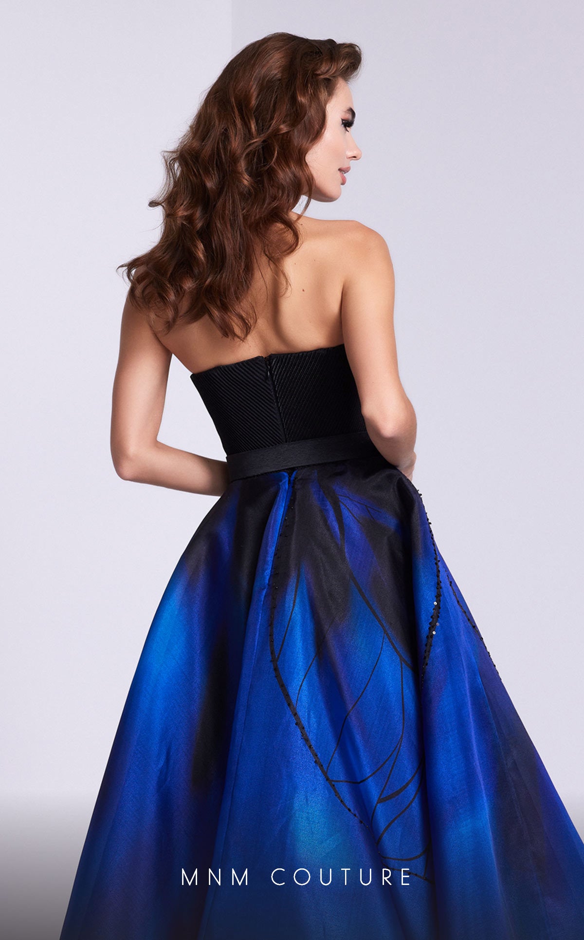 Fitted Evening Gown with Sheer Sleeves N0581