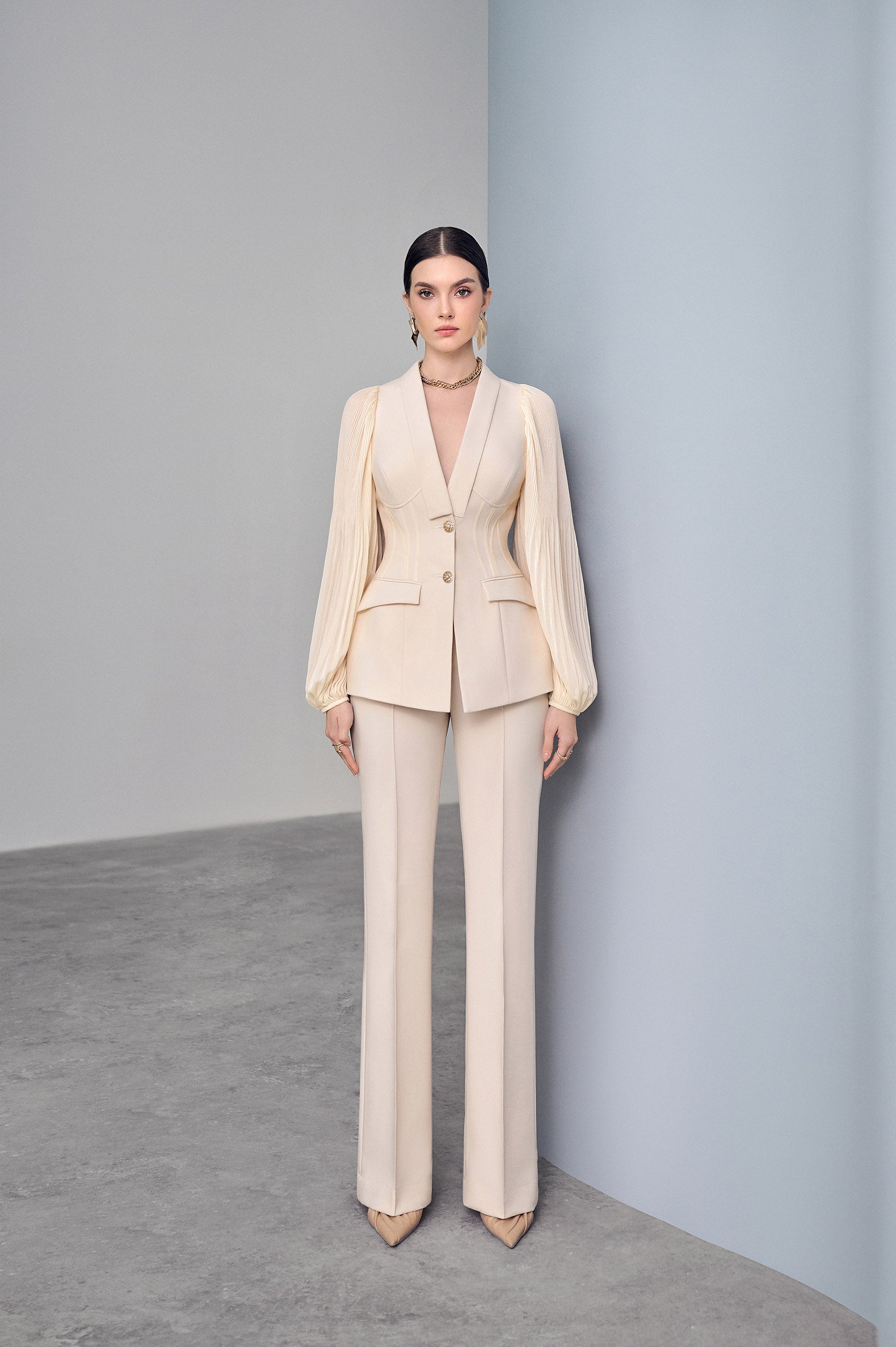Flora Cream Flare Pants
