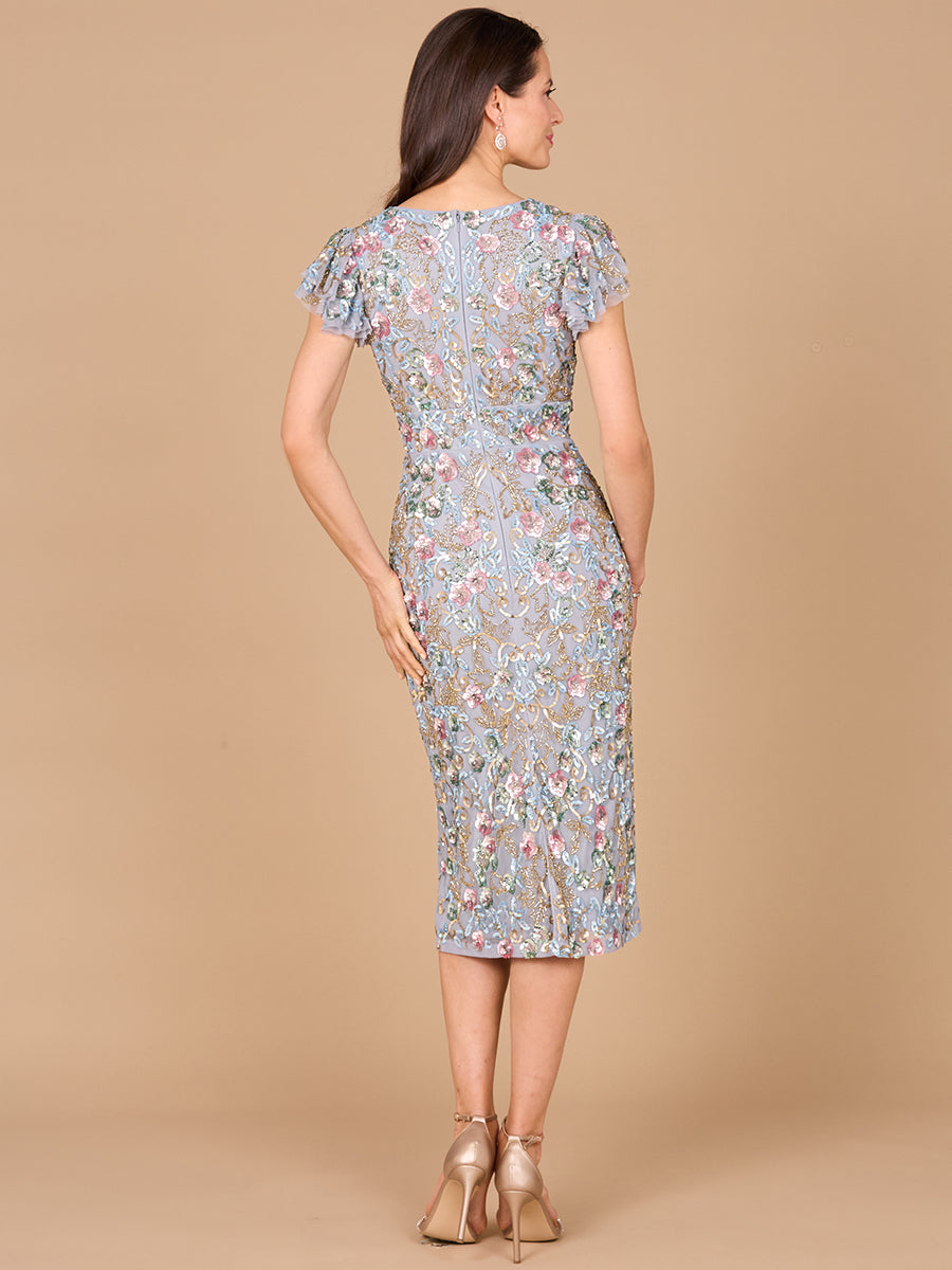 Floral Beaded Midi Dress 29036