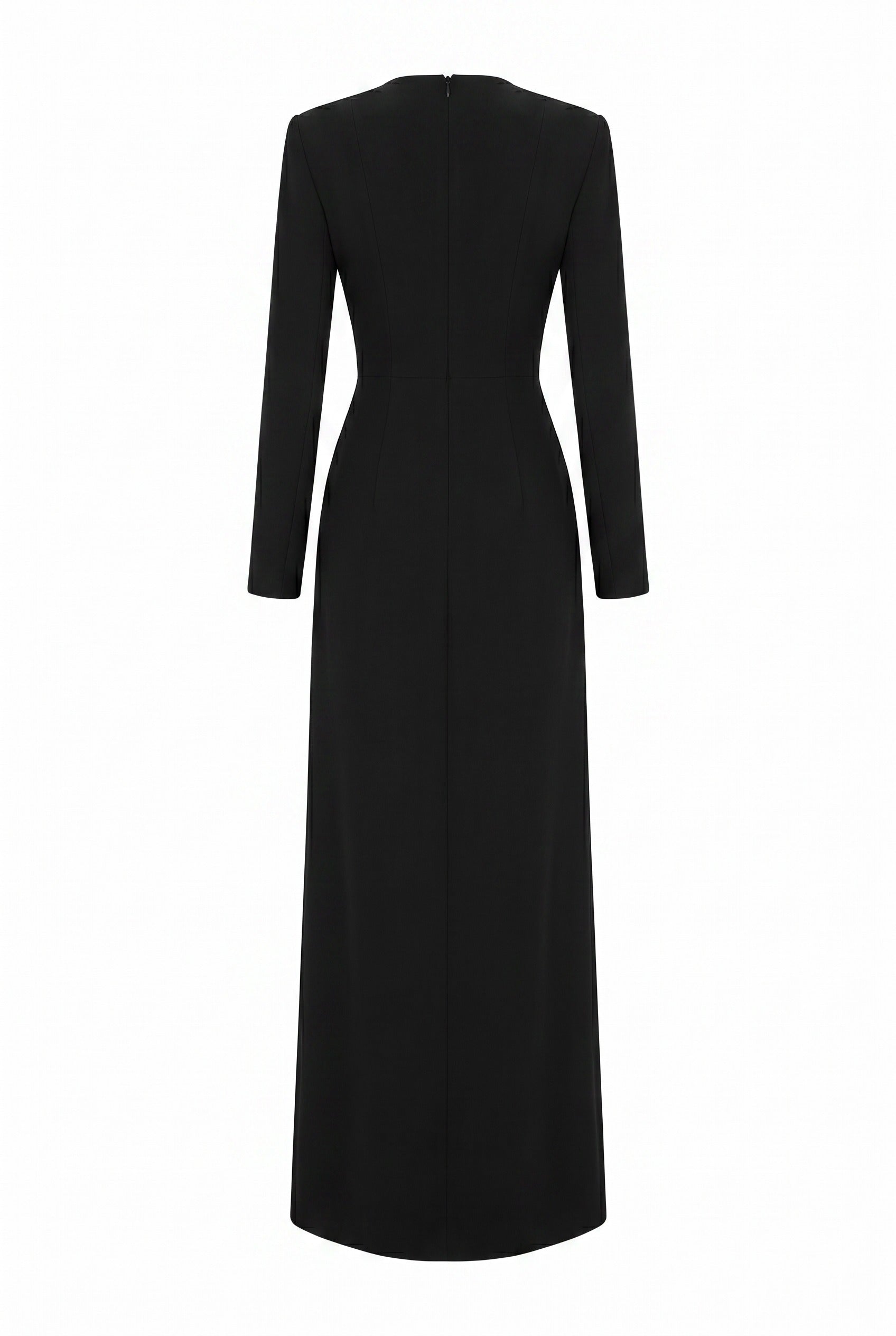 Floral Embellished Black Structured Maxi Gown