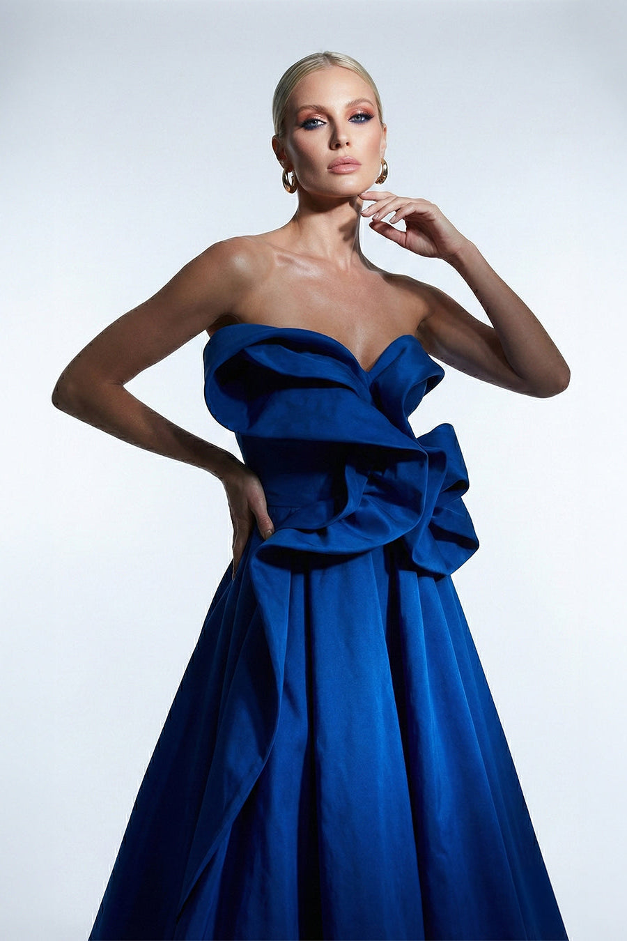 Fouad Sarkis F02313 Royal Blue Ruffle Ball Gown
