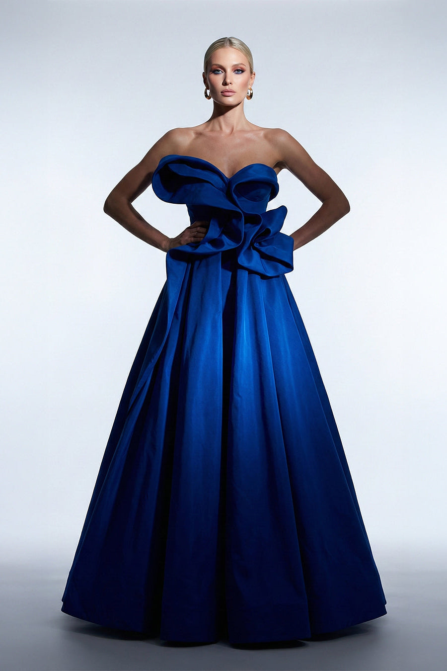 Fouad Sarkis F02313 Royal Blue Ruffle Ball Gown