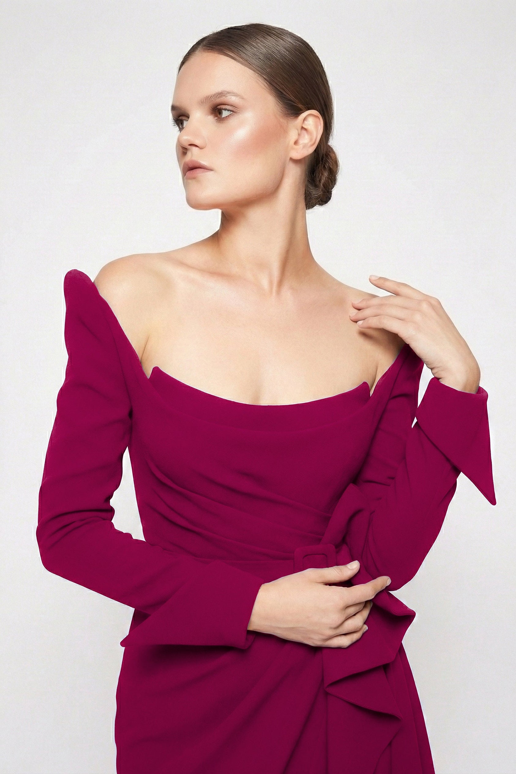 Fouad Sarkis F02423A Off-Shoulder Gown High Slit