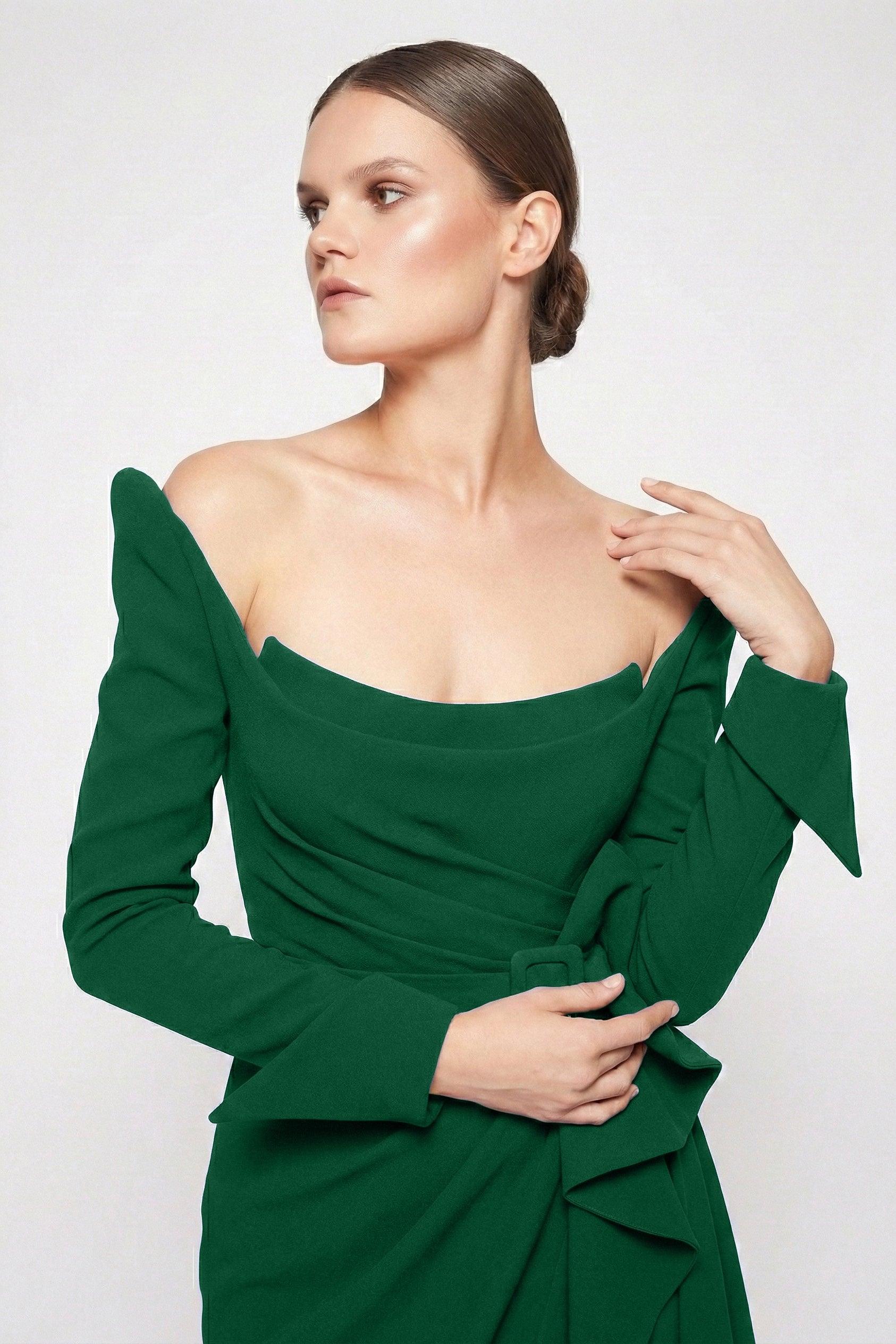 Fouad Sarkis F02423A Off-Shoulder Gown High Slit