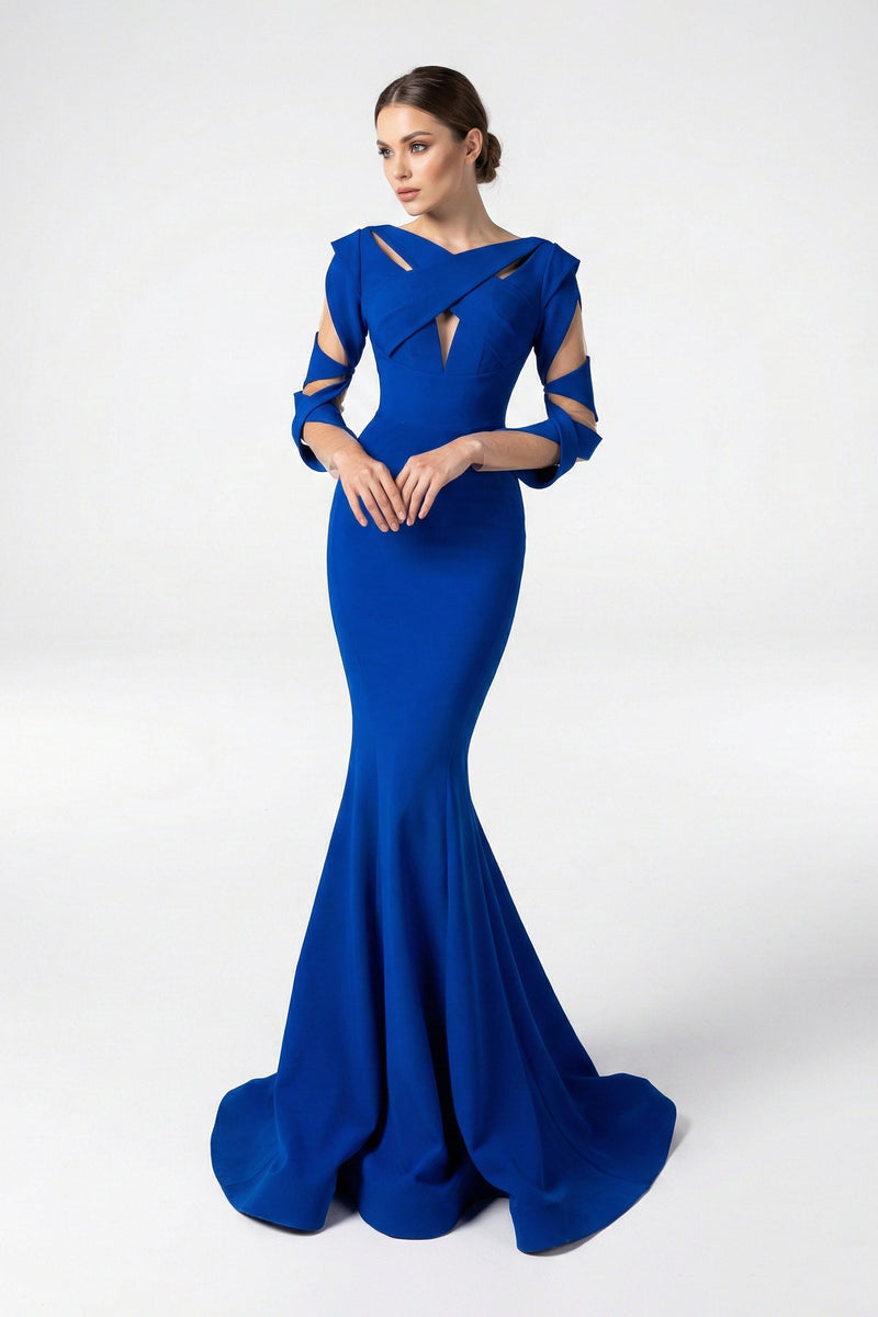 Fouad Sarkis F02892 Sculptural Cutout Bodice Gown