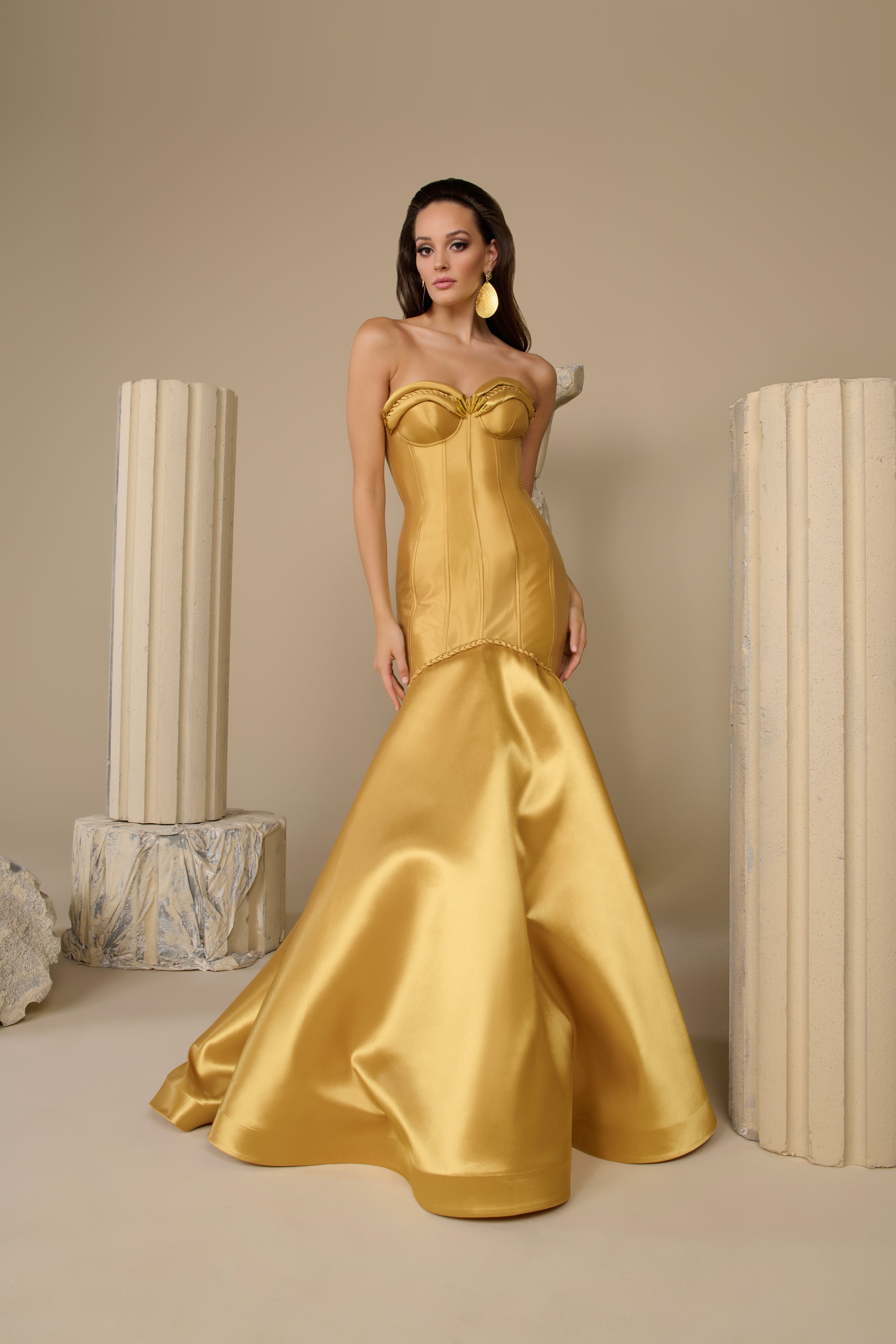 Fouad Sarkis F02951 Royal Satin Corseted Gown