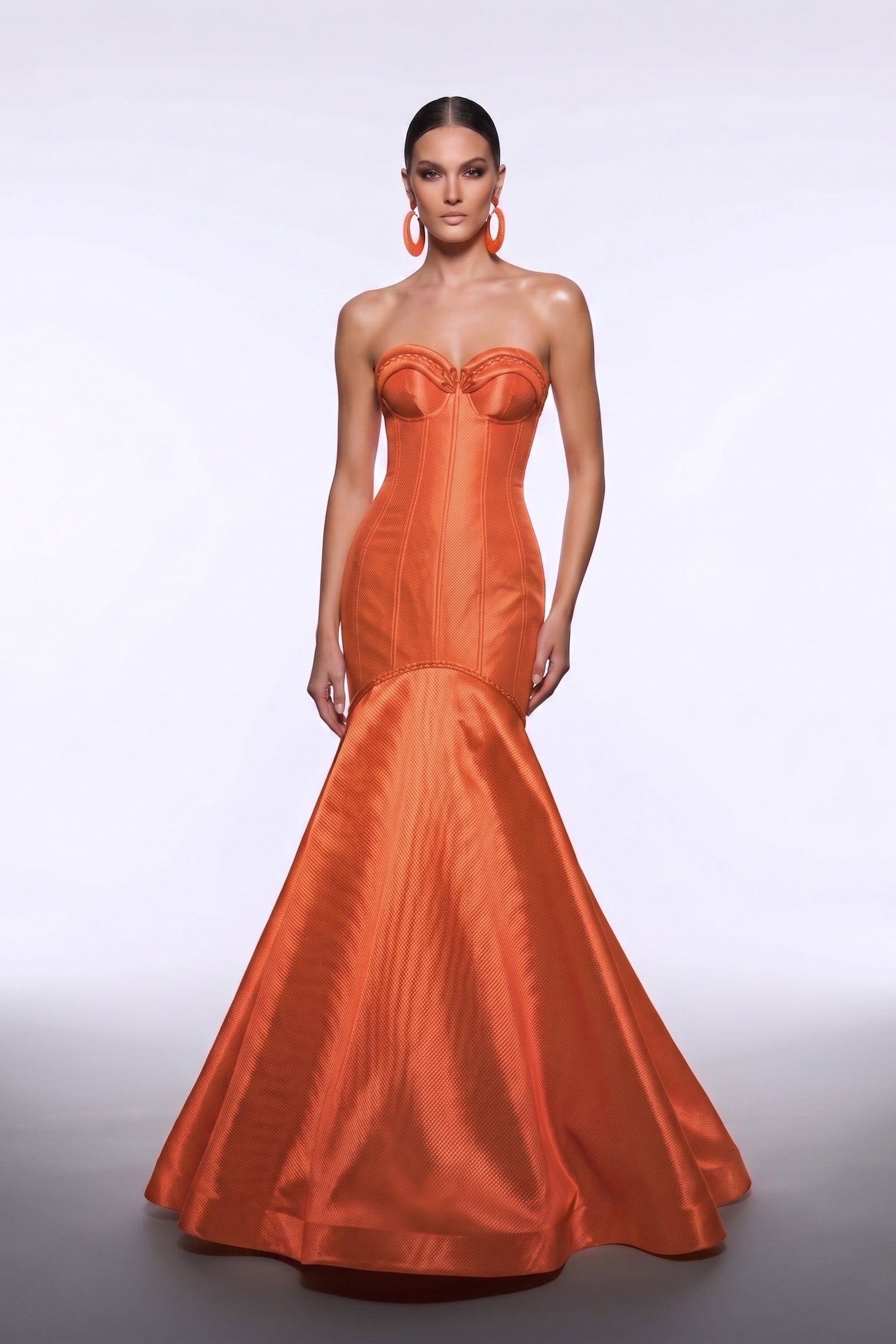 Fouad Sarkis F02951 Royal Satin Corseted Gown