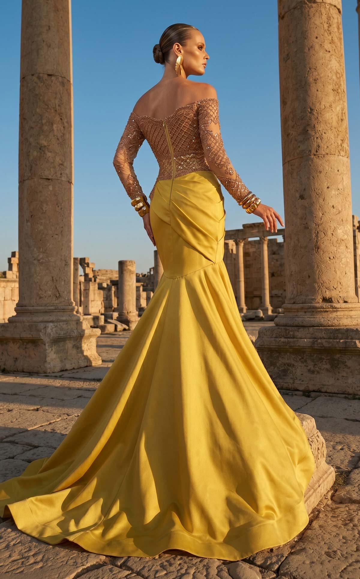 Fouad Sarkis F02957 Off-Shoulder Timeless Luxury Gown