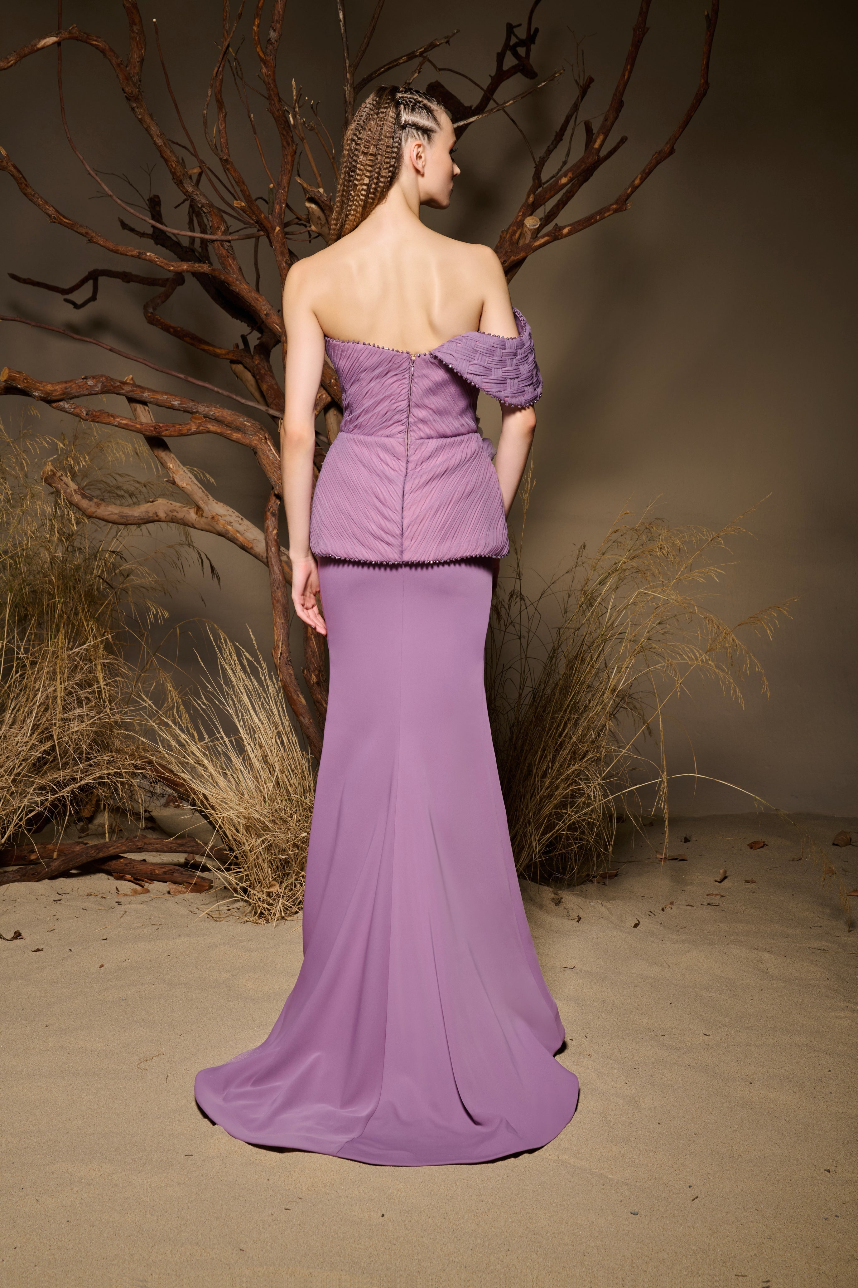 Fouad Sarkis F02988 Tulle Corset Mermaid Floral Gown
