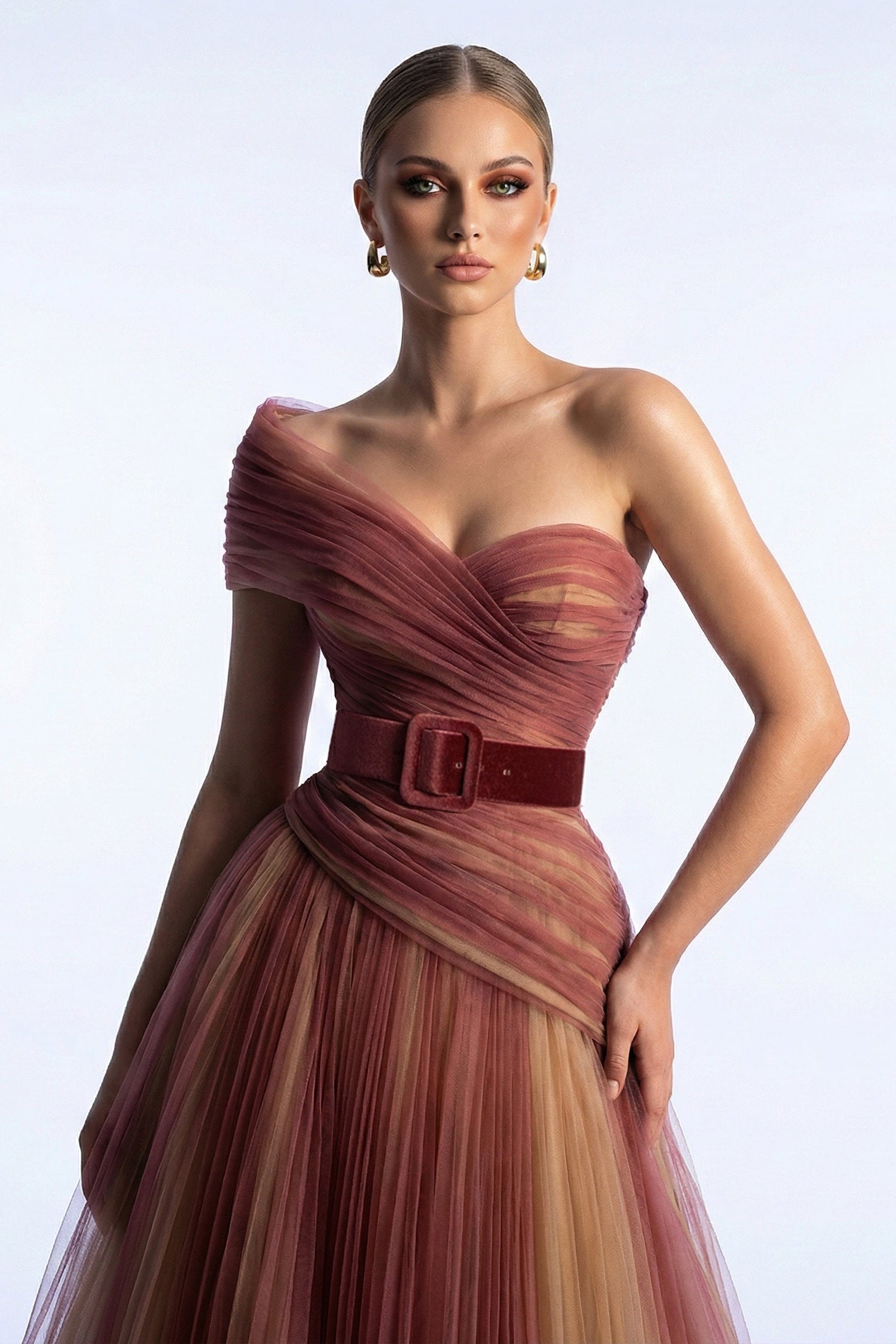 Fouad Sarkis F03008 Gradient Tulle Gown