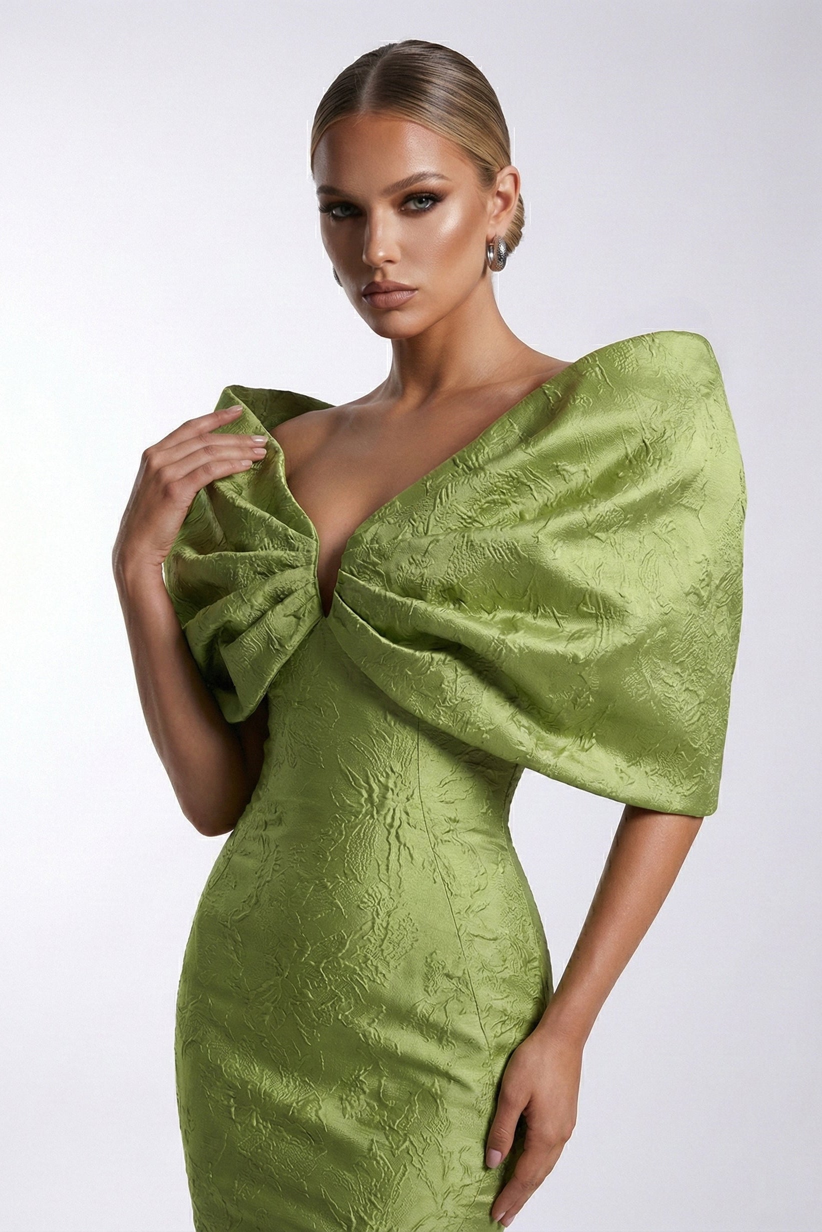Fouad Sarkis F03009 Jacquard Bow Mermaid Gown