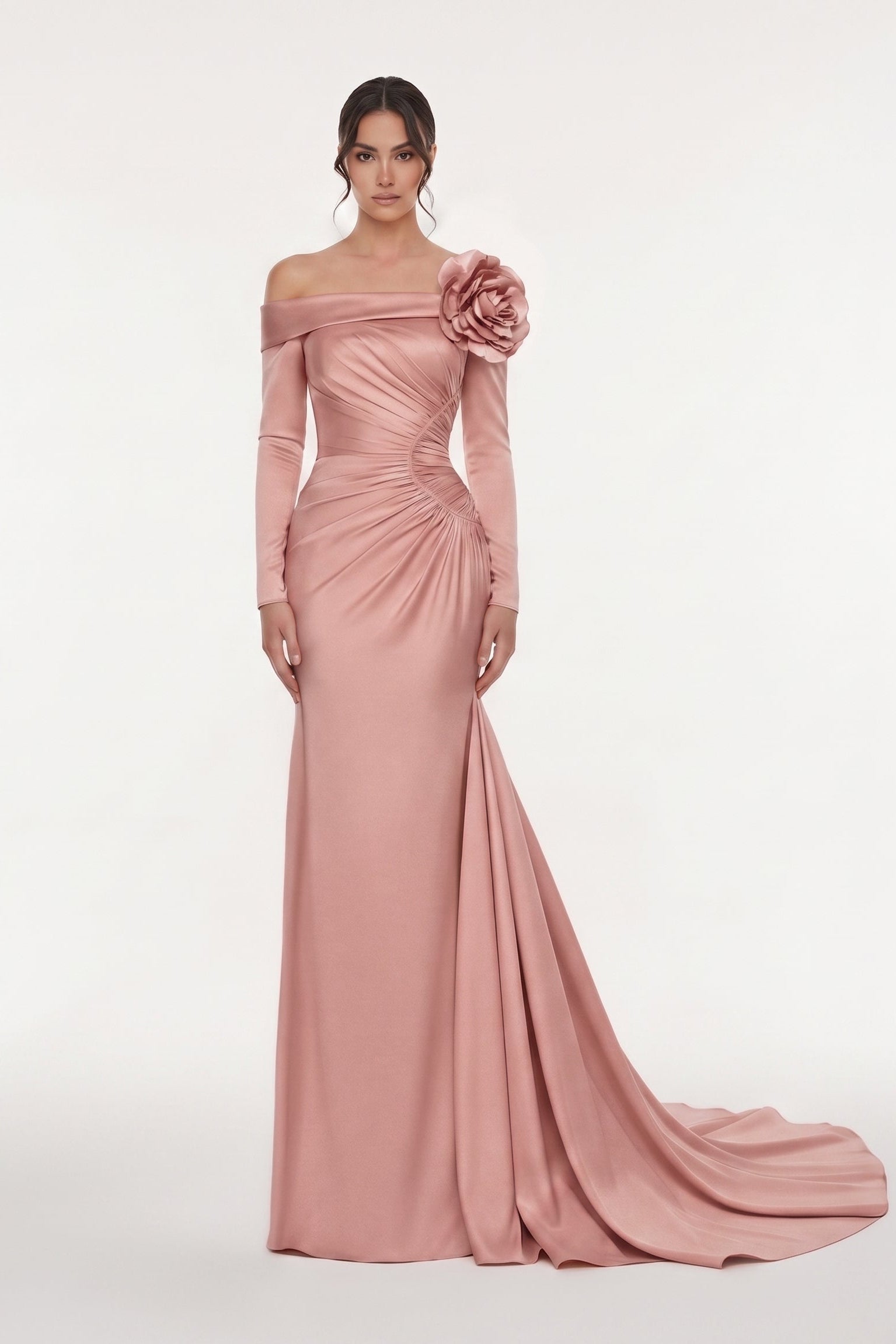 Fouad Sarkis F03015 Blush Off-Shoulder Mermaid Gown