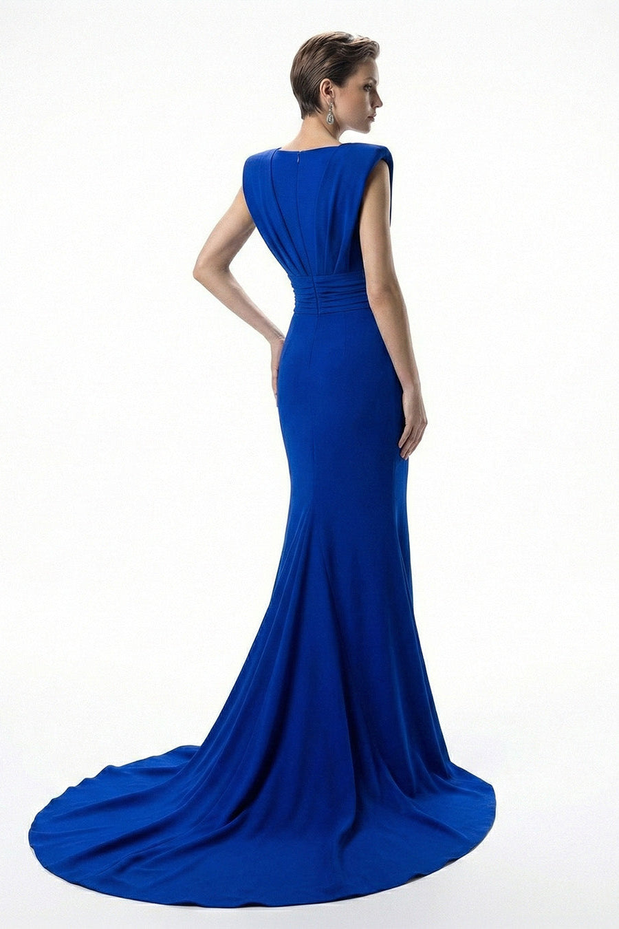 Fouad Sarkis F03020 Royal Blue Plunge Mermaid Gown