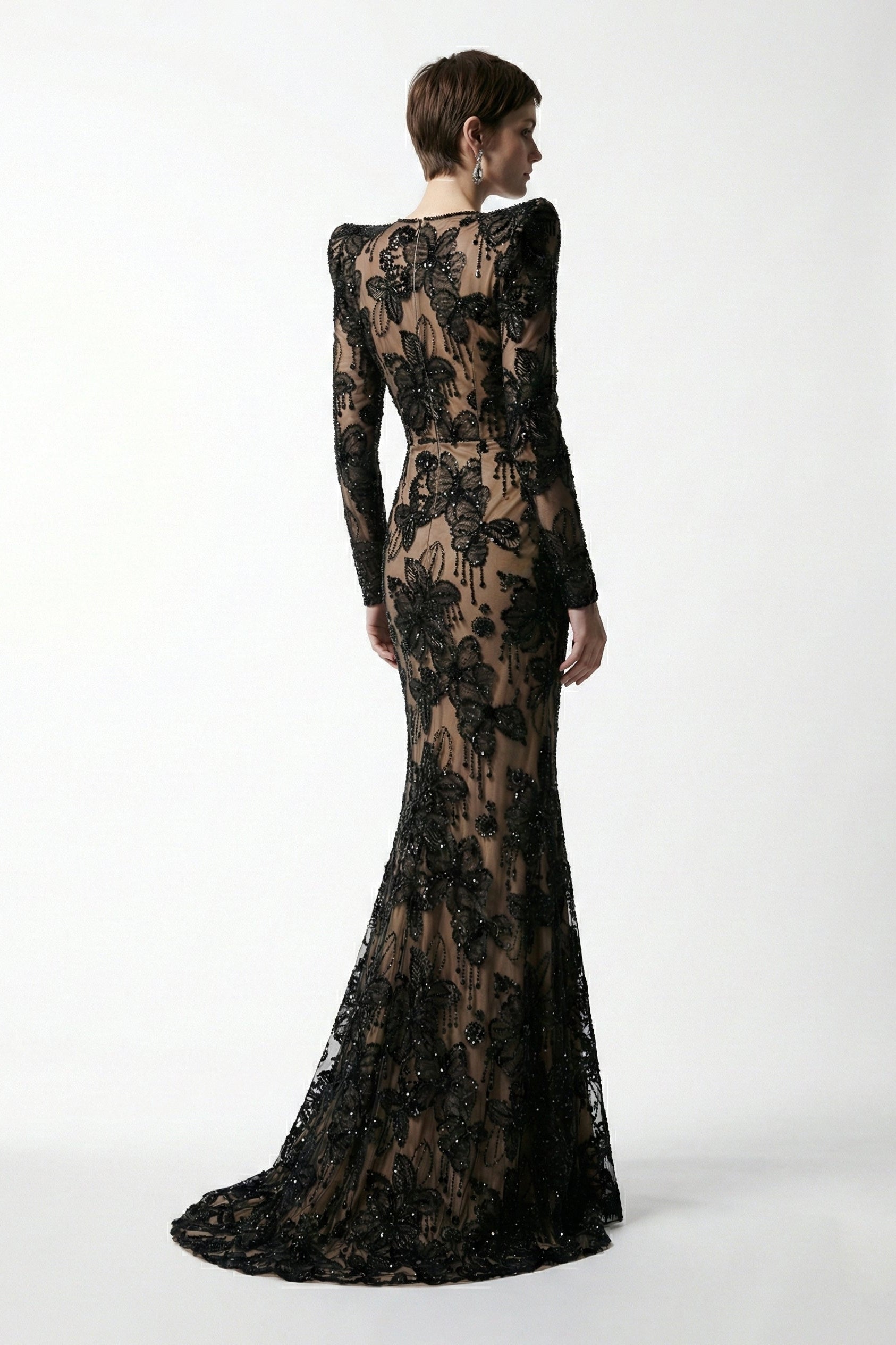 Fouad Sarkis F03021 Embroidered Floral Mermaid Gown