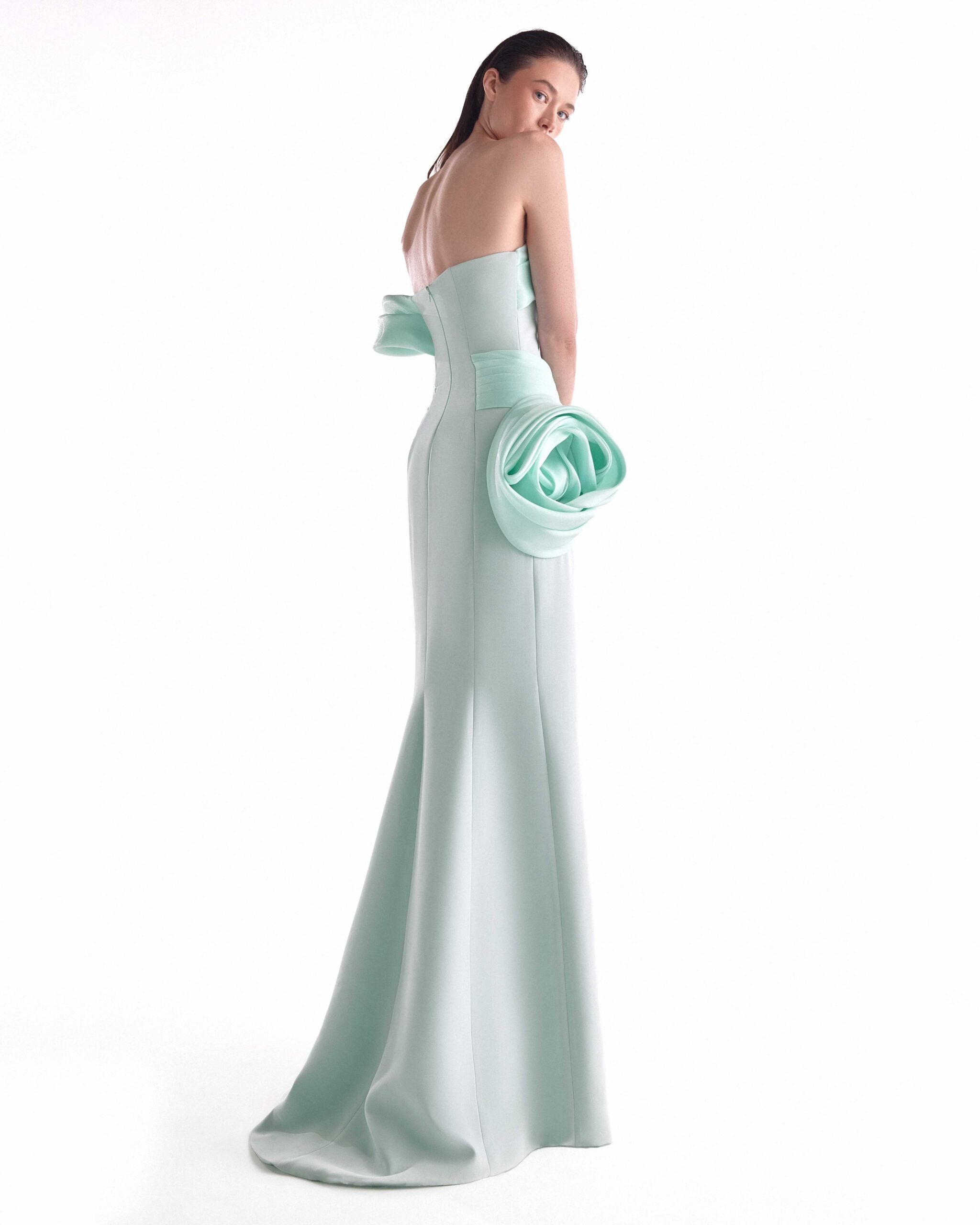 Serene Mint Off-shoulder Gown G2137