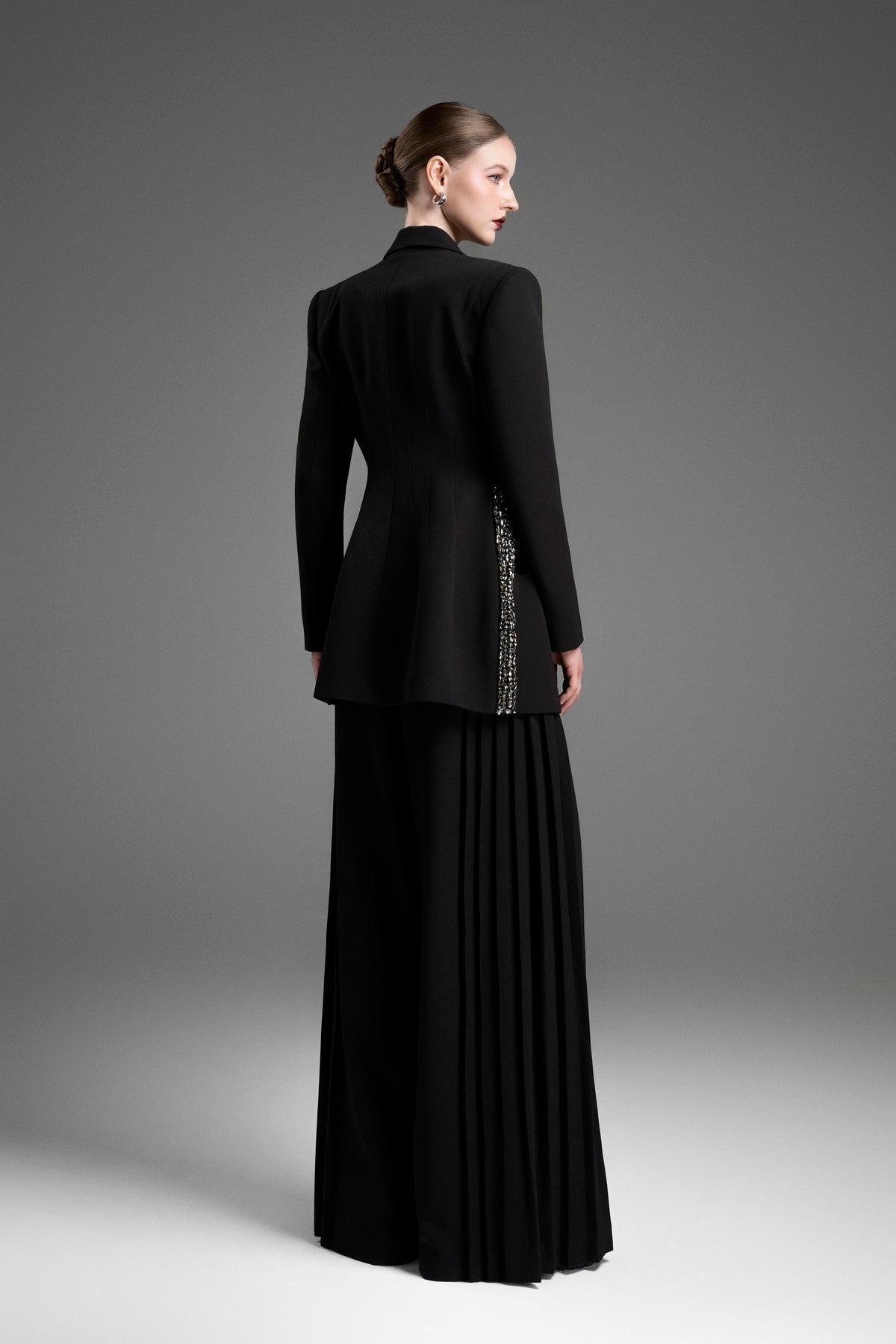 Wide-Leg Trousers with Multi-Pleat Detailing on the Sides