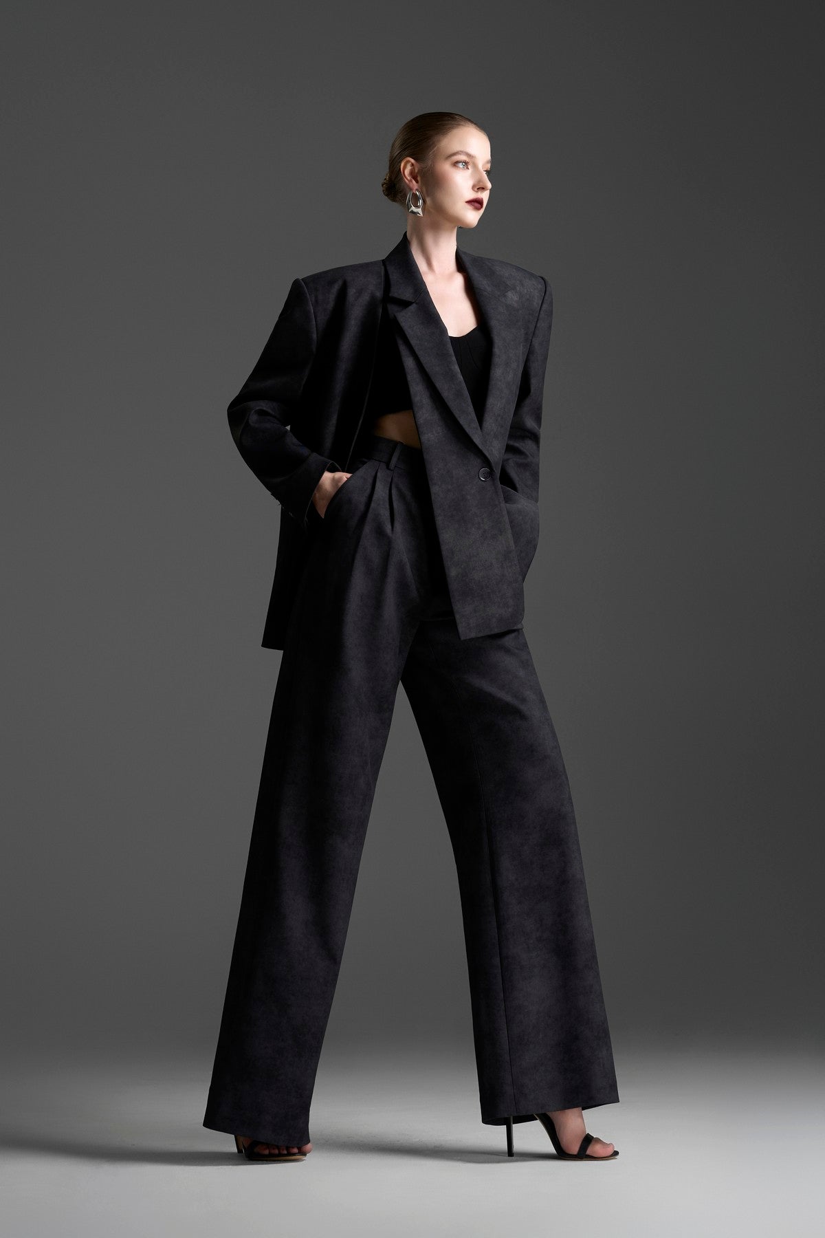 Modern, Straight-Leg Trousers in a Matching Grey-Black Wash