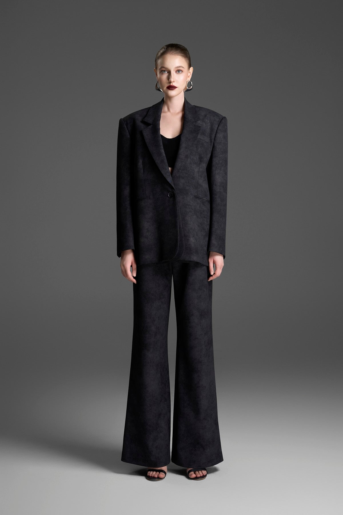 Modern, Straight-Leg Trousers in a Matching Grey-Black Wash