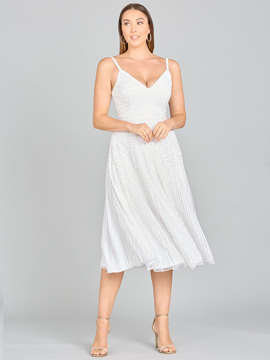 Gemma Beaded Tank Midi Dress with Flowing A-Line Skirt 51074