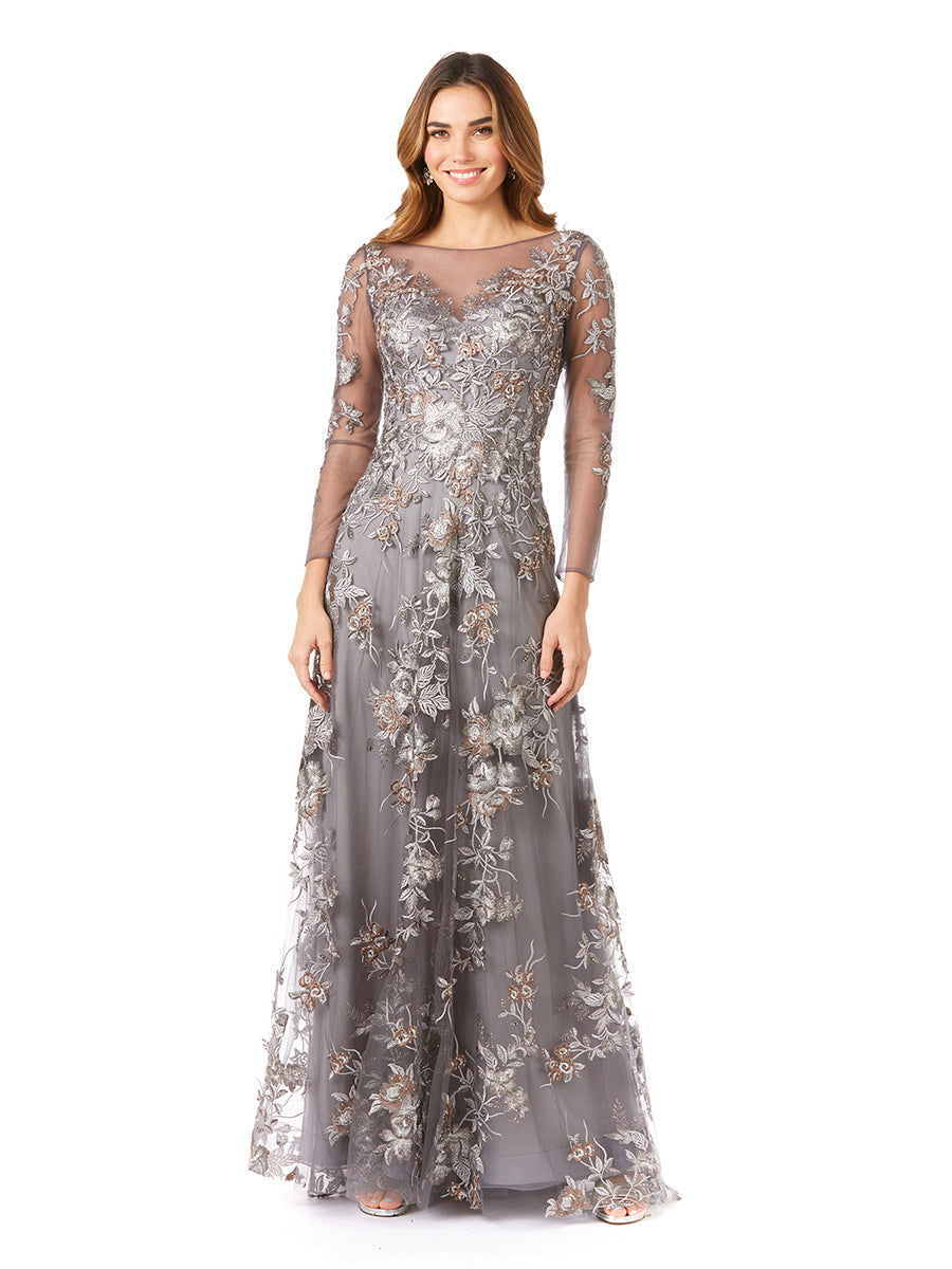 Glittering Lace Ball Gown with Long Sleeves 29327