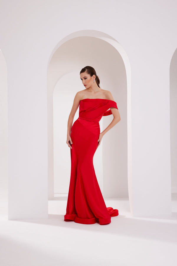 Green Strapless Evening Gown N0543