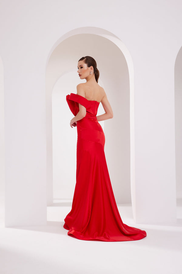 Green Strapless Evening Gown N0543
