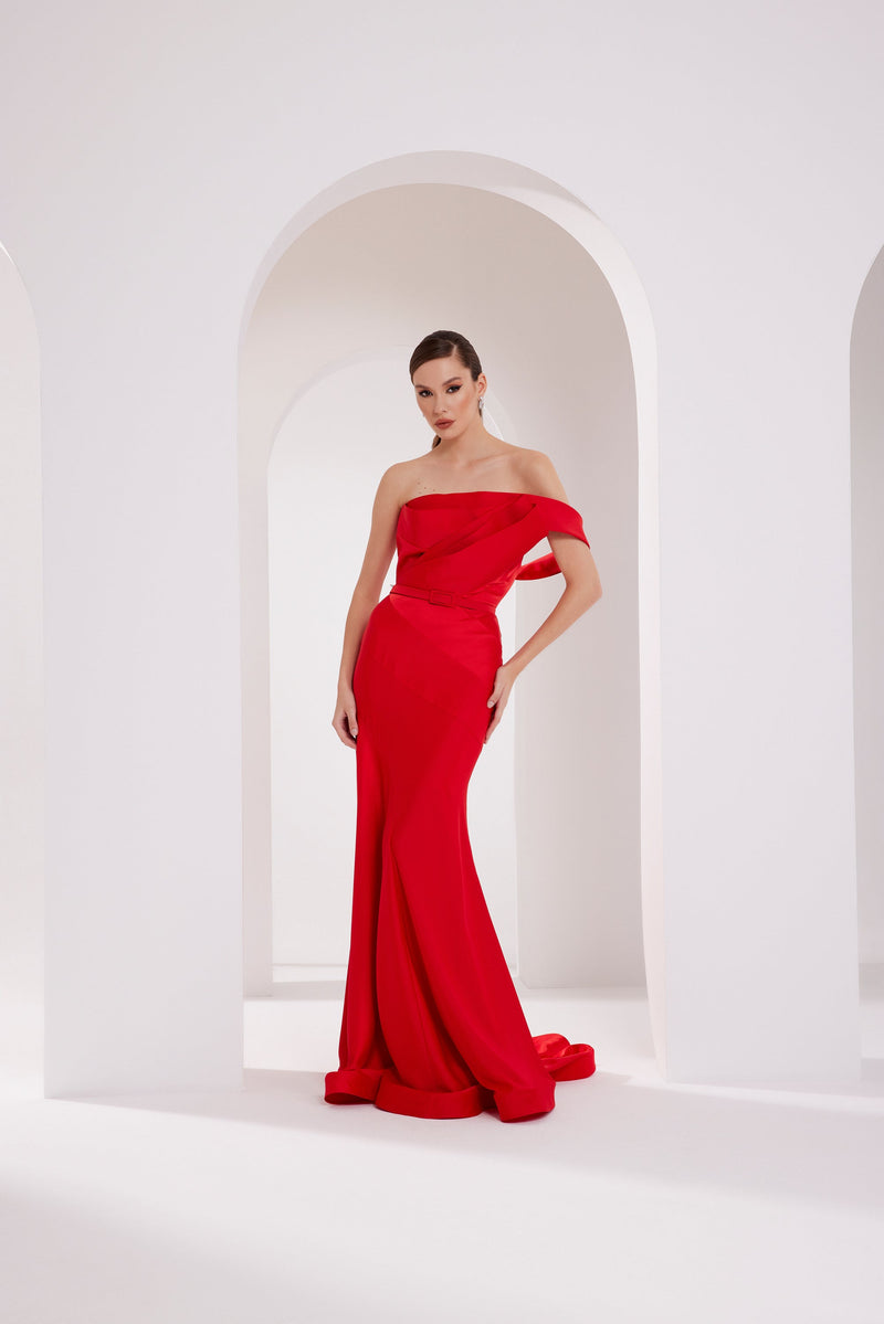 Green Strapless Evening Gown N0543