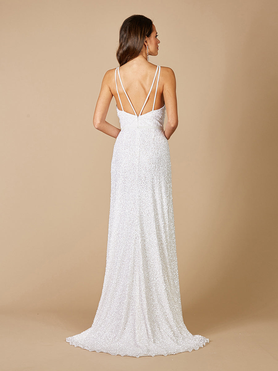 Greenley Sleeveless Beaded Wedding Dress with Double Straps 51065
