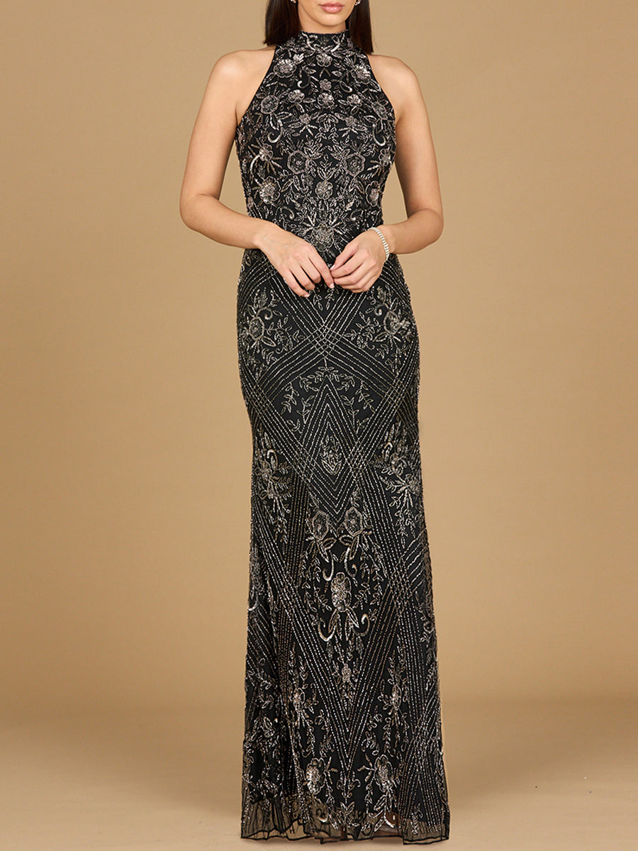 Halter Neck Beaded Dress 28891