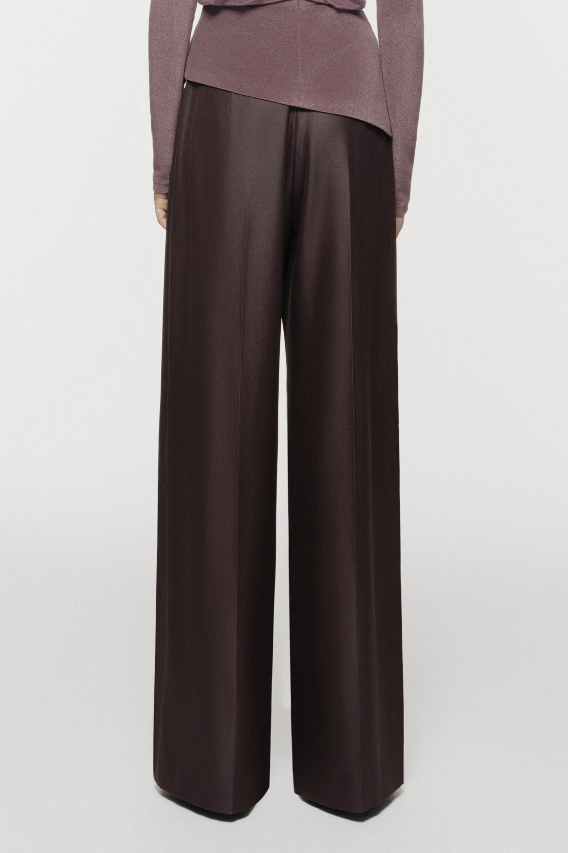High-Waist Wide-Leg Pleated Trousers