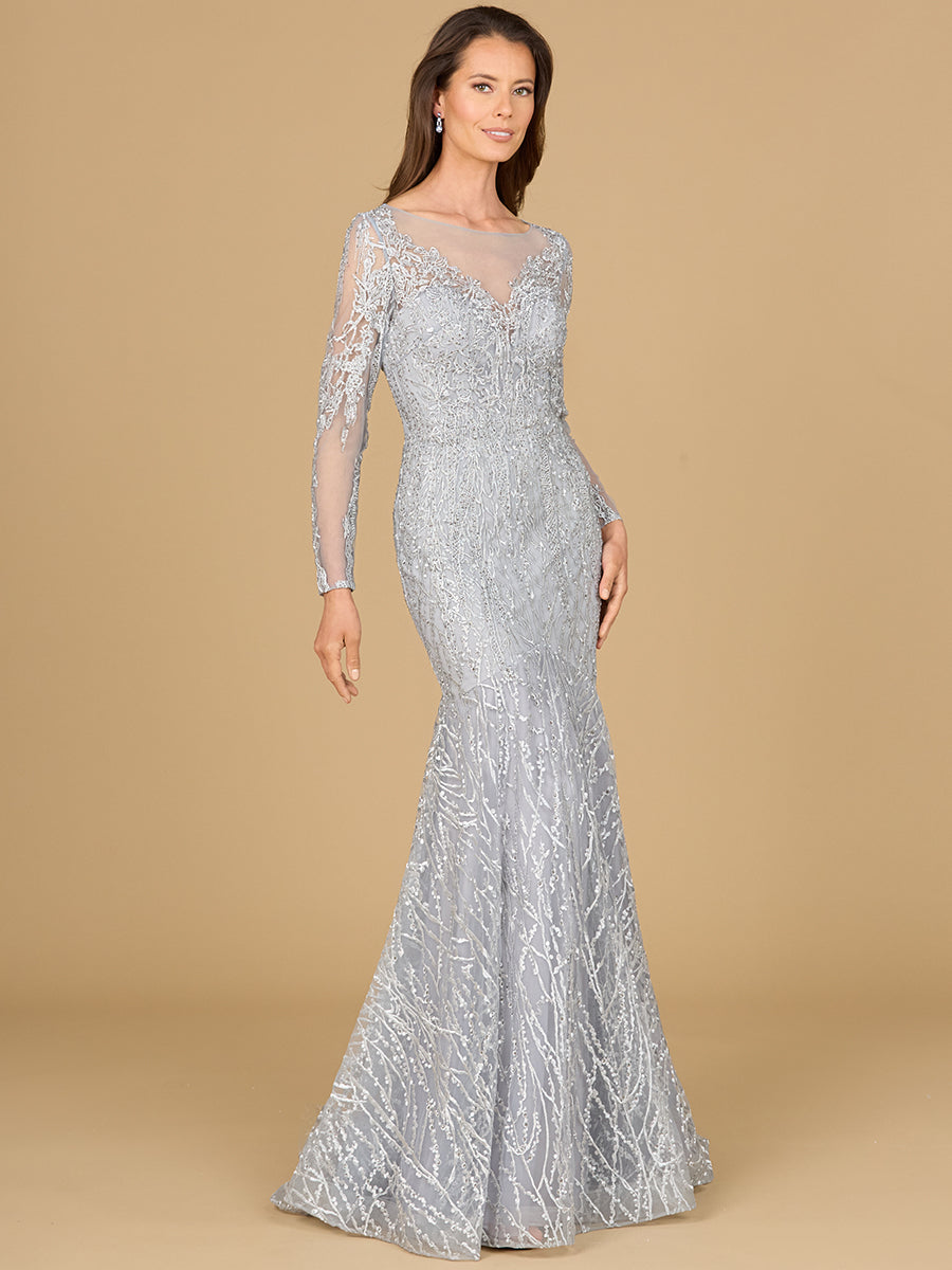 Illusion Sweetheart Mermaid Gown with Long Sleeves 29131