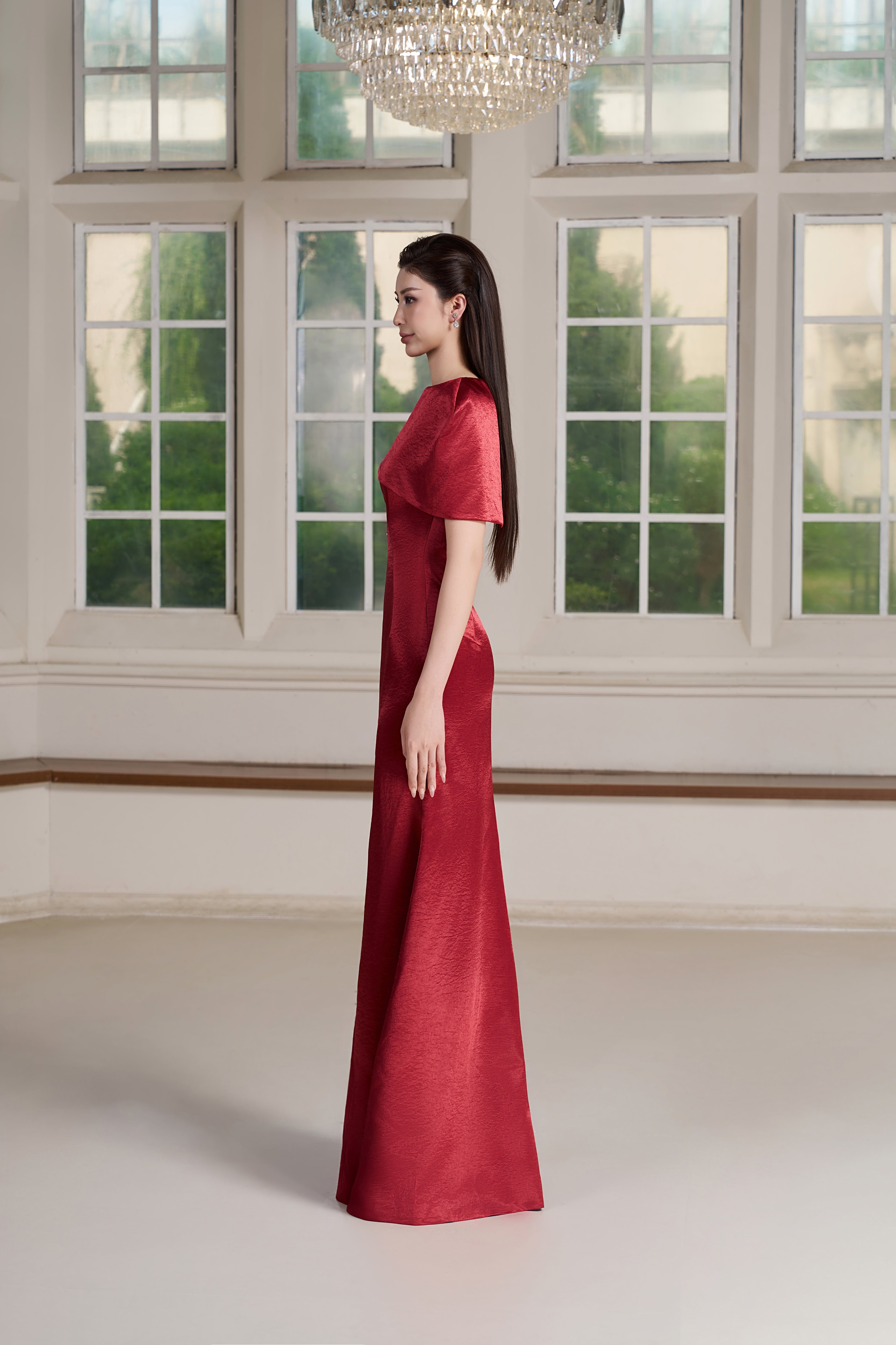 Iva Dress – Mandarin Red Maxi Dress