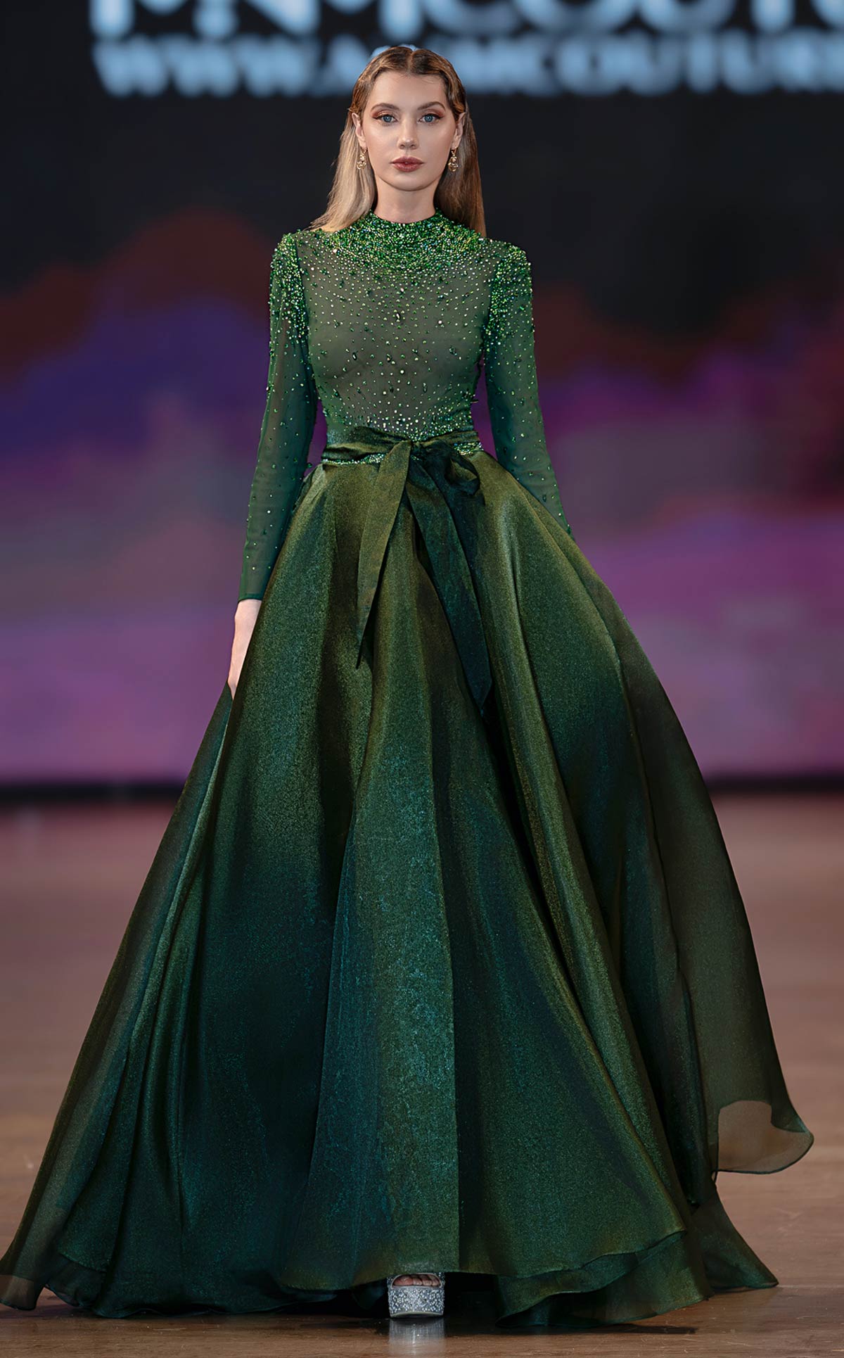 MNM Couture J03038: Embellished Long-Sleeve Ballgown