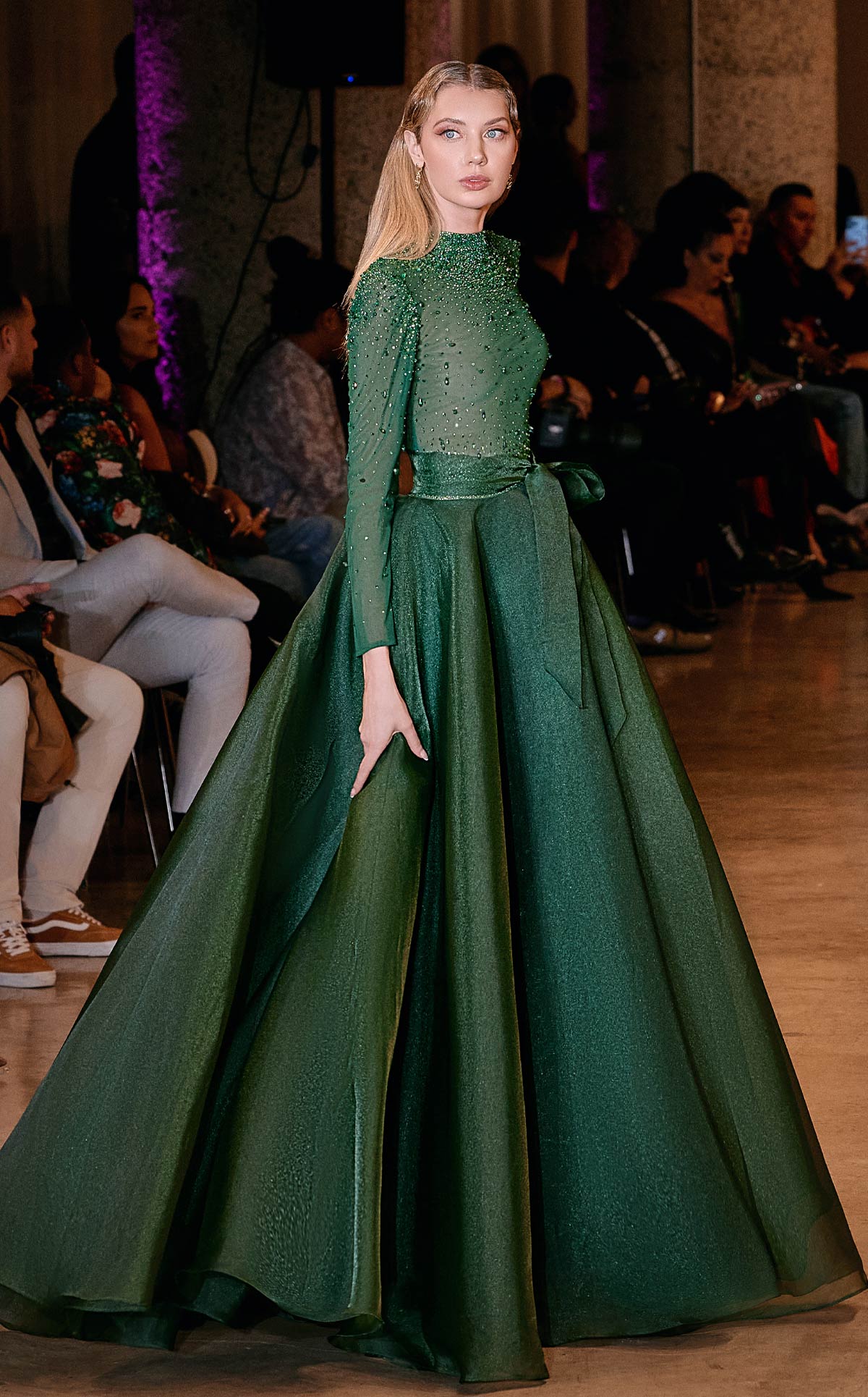 MNM Couture J03038: Embellished Long-Sleeve Ballgown