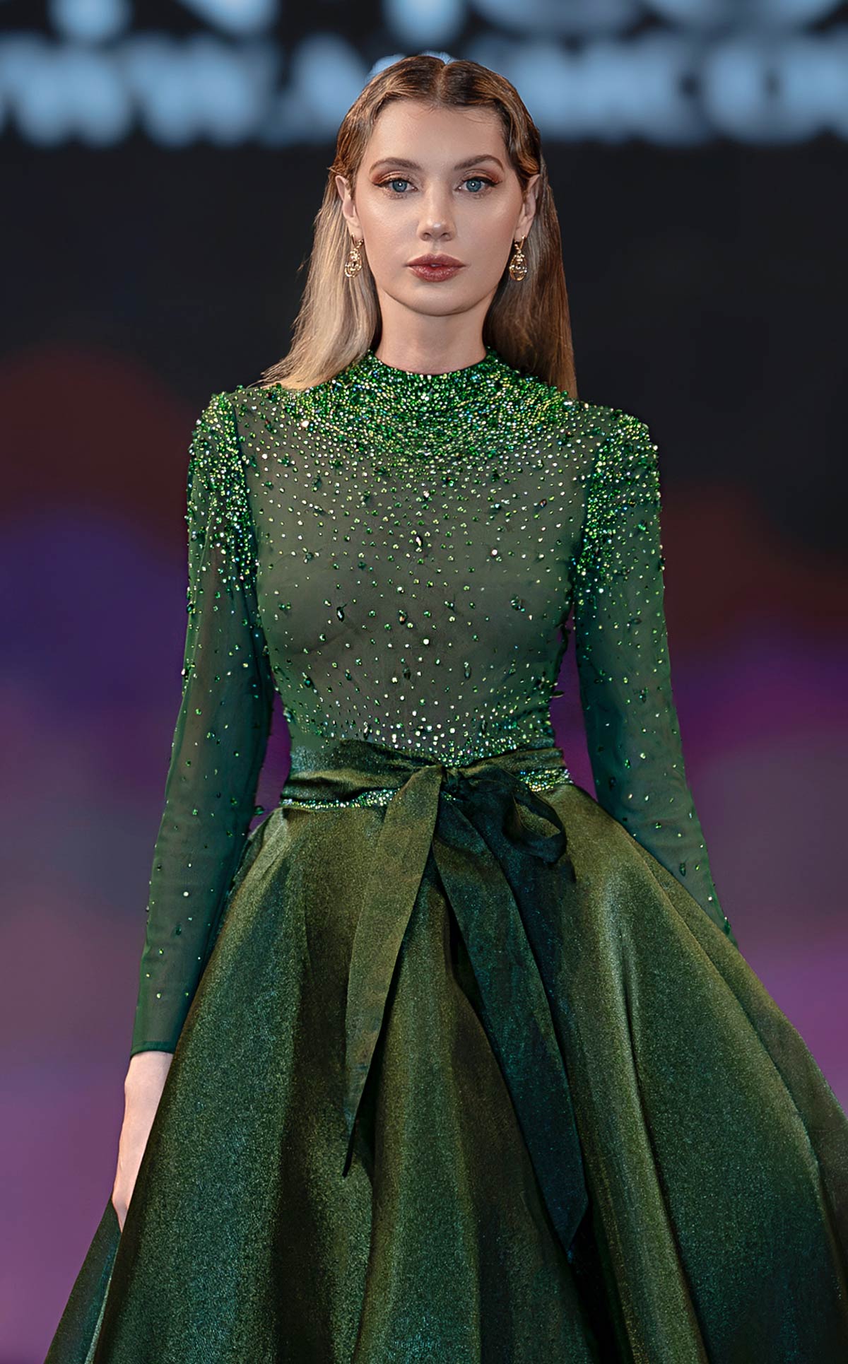 MNM Couture J03038: Embellished Long-Sleeve Ballgown