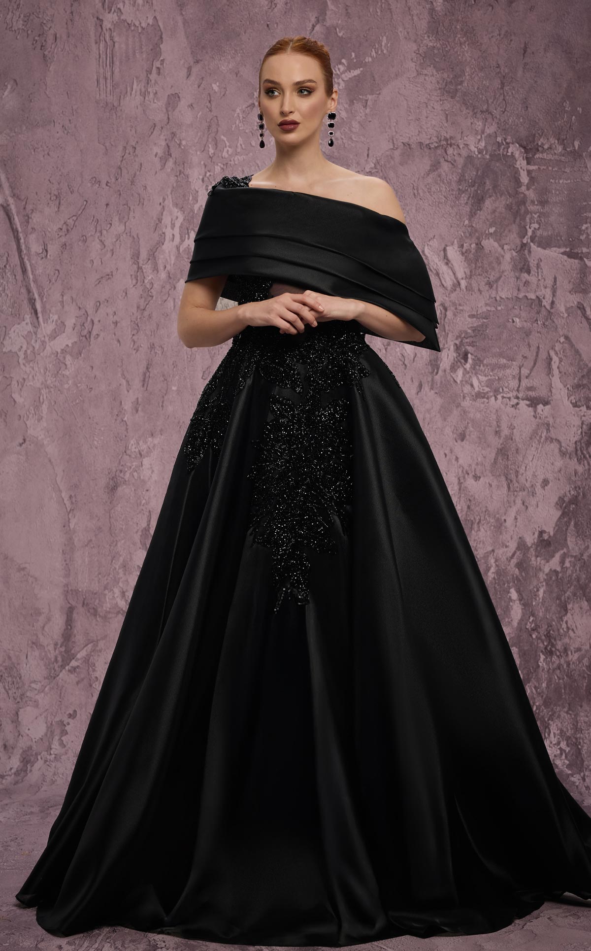 MNM Couture J03128: One-Shoulder Taffeta Ballgown