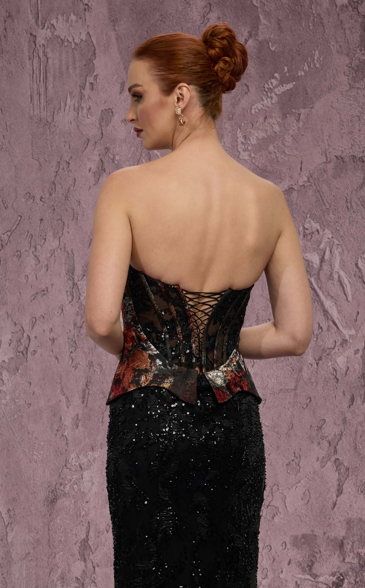 MNM Couture J03569: Beaded Mermaid Gown with Peplum