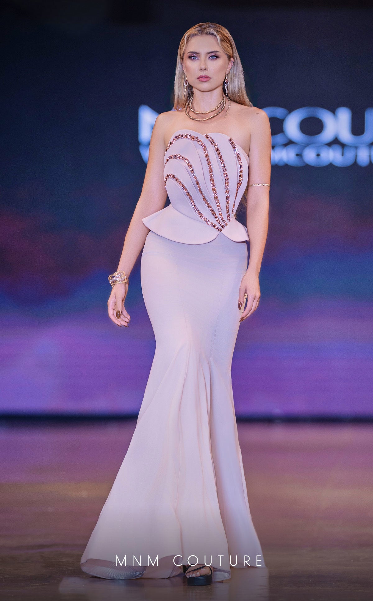 MNM Couture J03571: Rayon Crepe Mermaid Gown