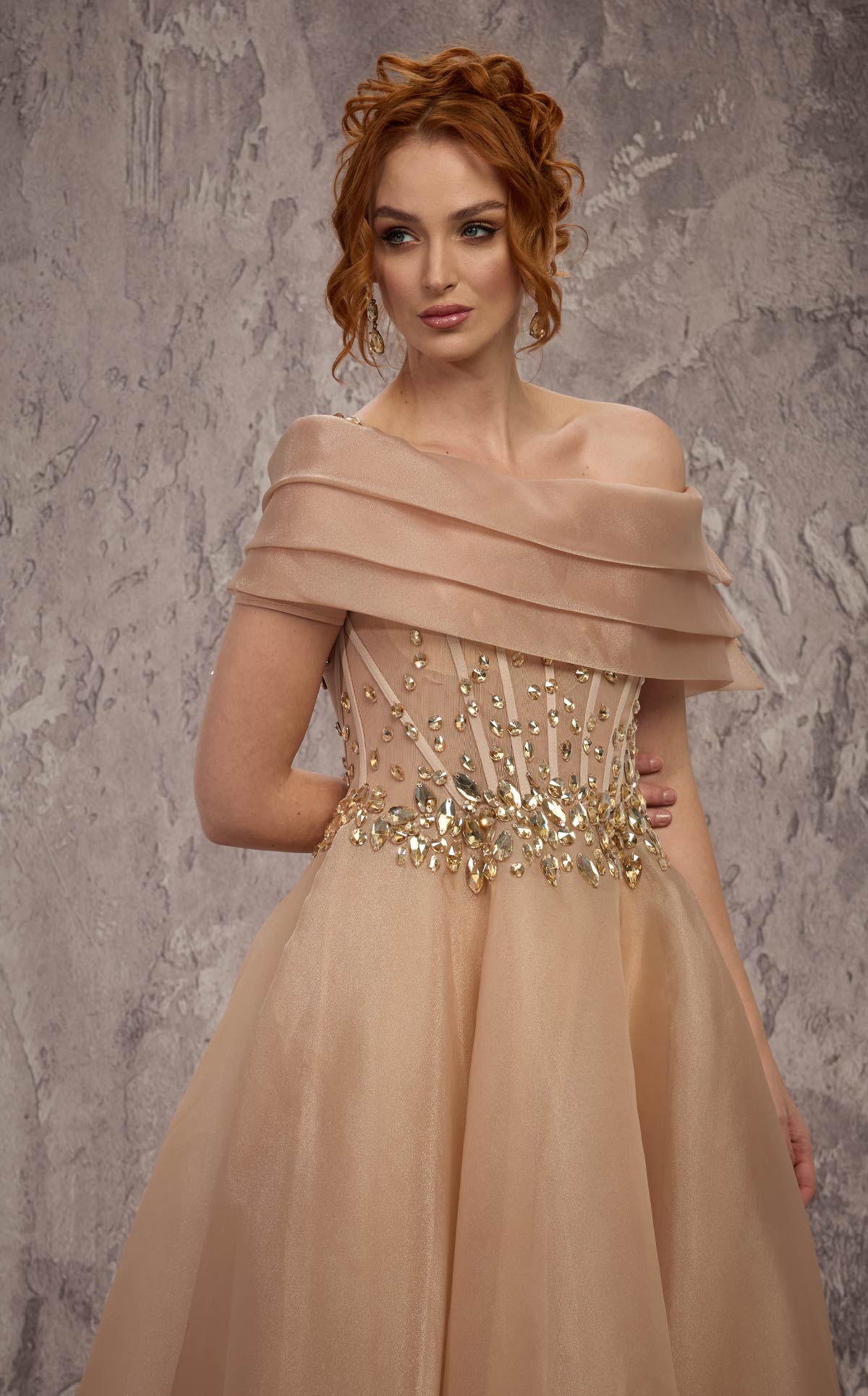 MNM Couture J03599: Crystal Organza Ballgown