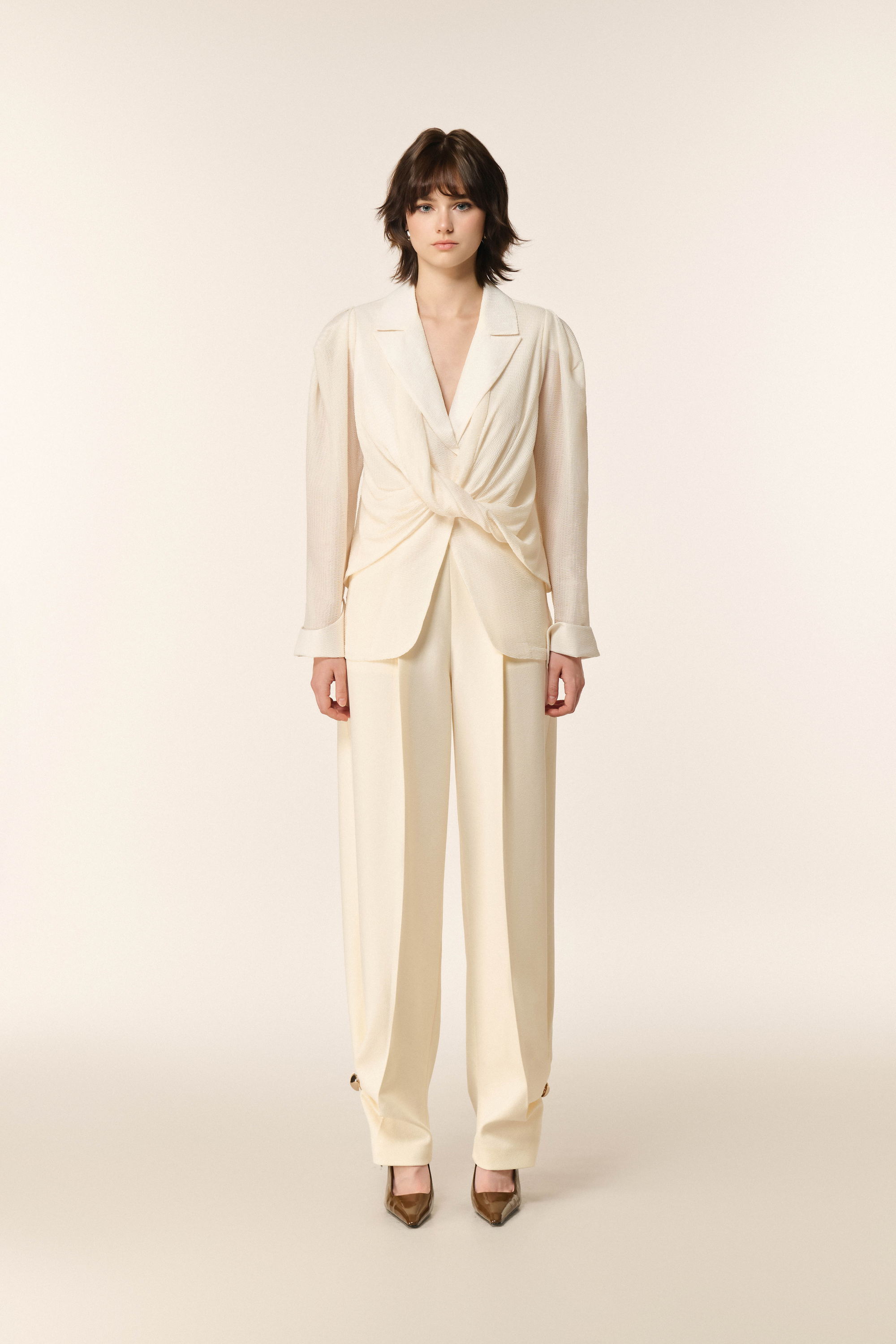 Jacquard Double Knit Crepe Pants