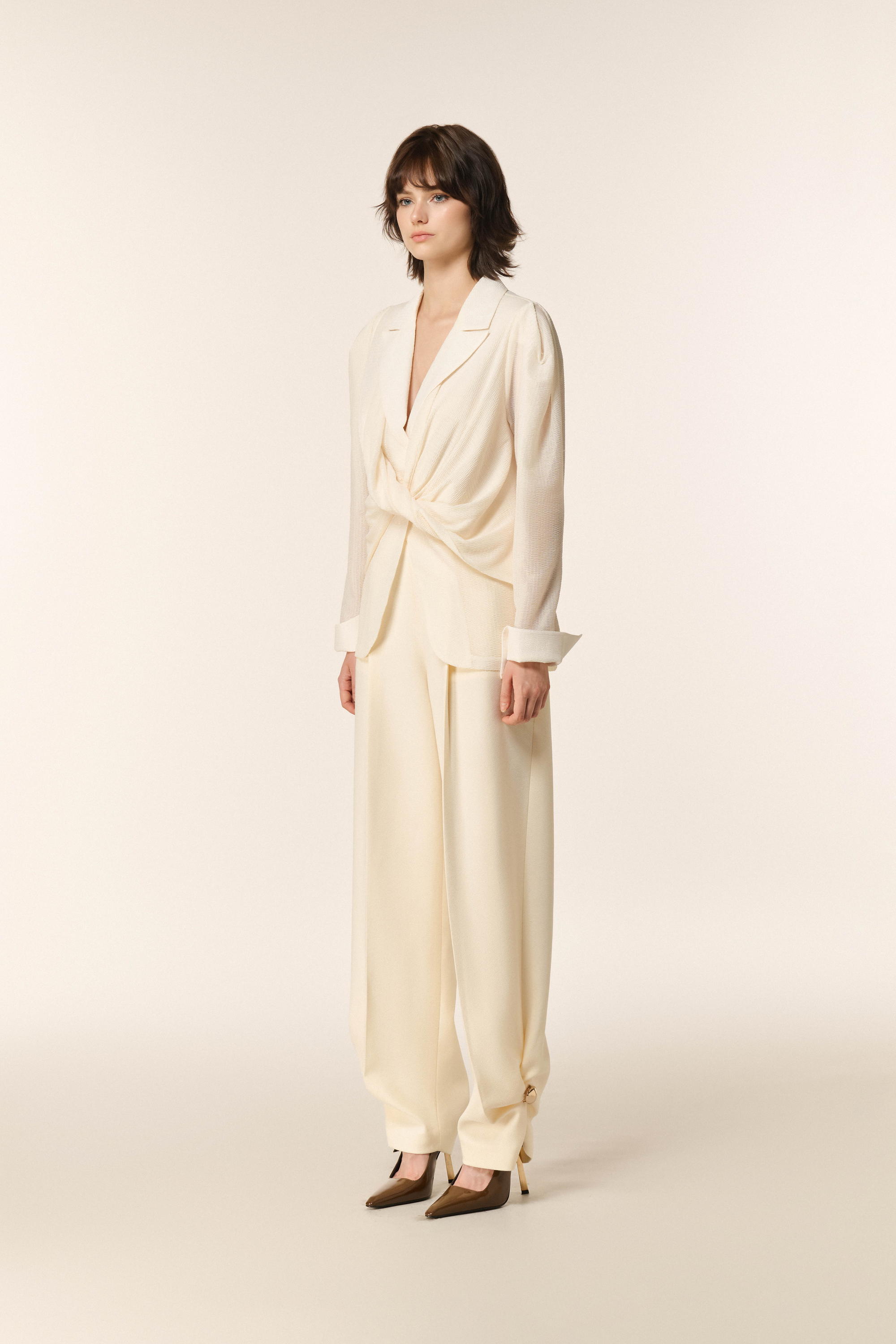 Jacquard Double Knit Crepe Pants
