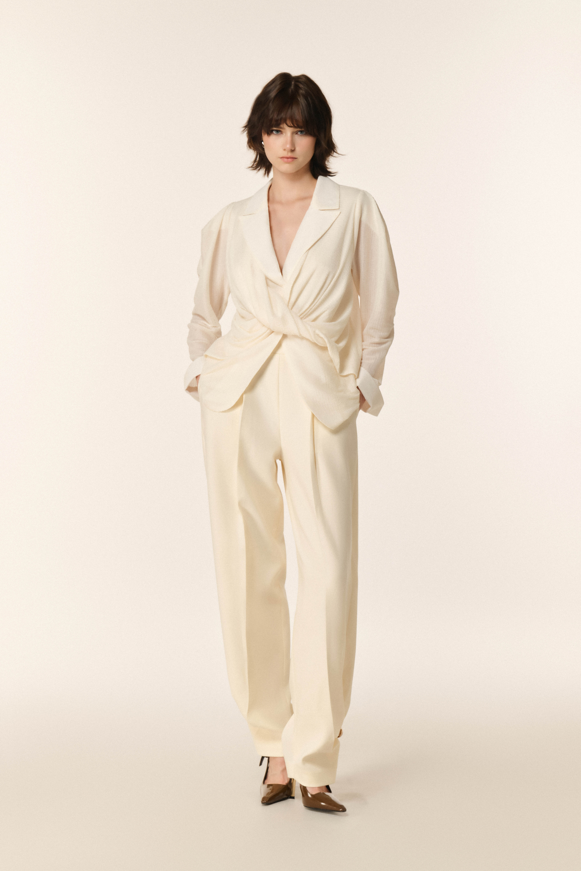 Jacquard Double Knit Crepe Pants
