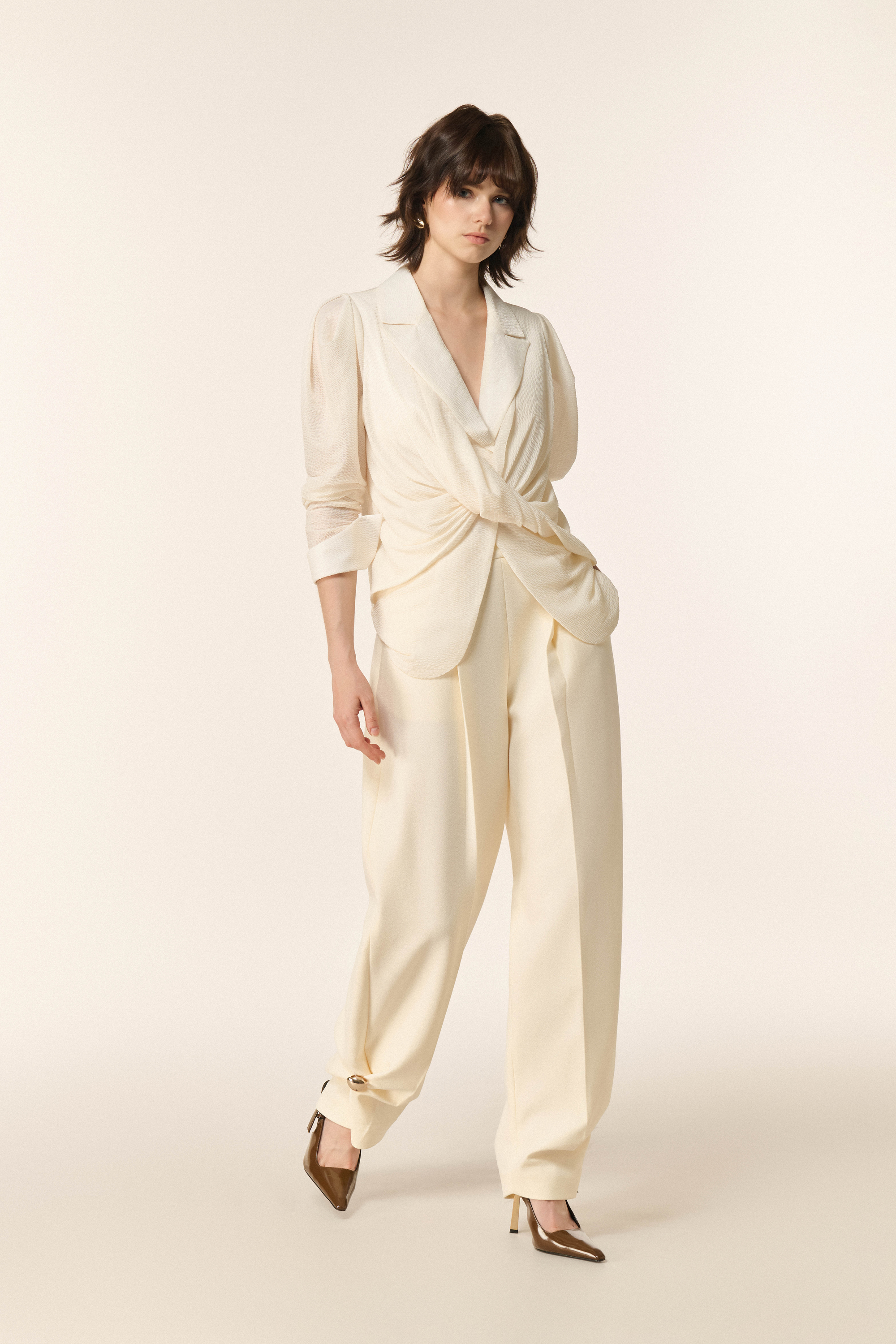 Jacquard Double Knit Crepe Pants