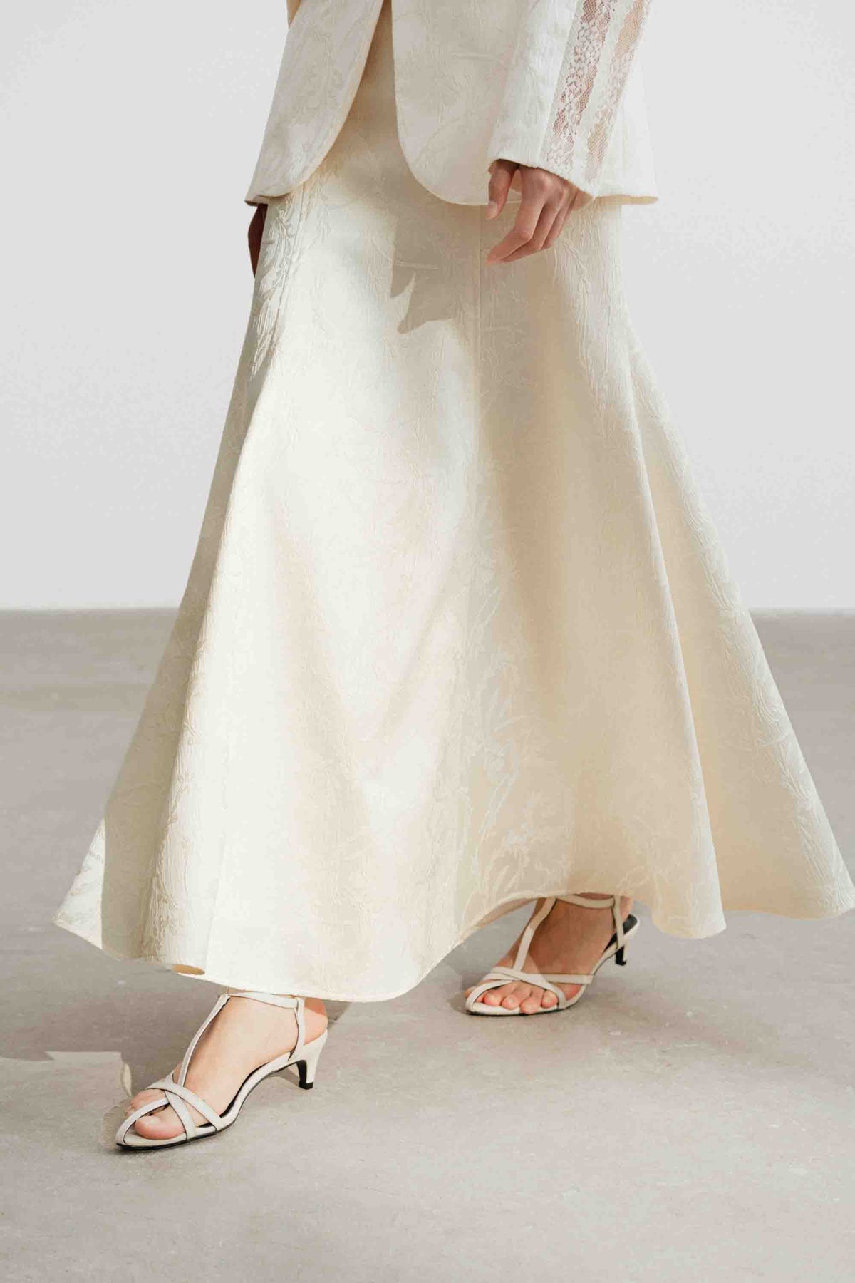 Jacquard Lace Trim Skirt Set Design
