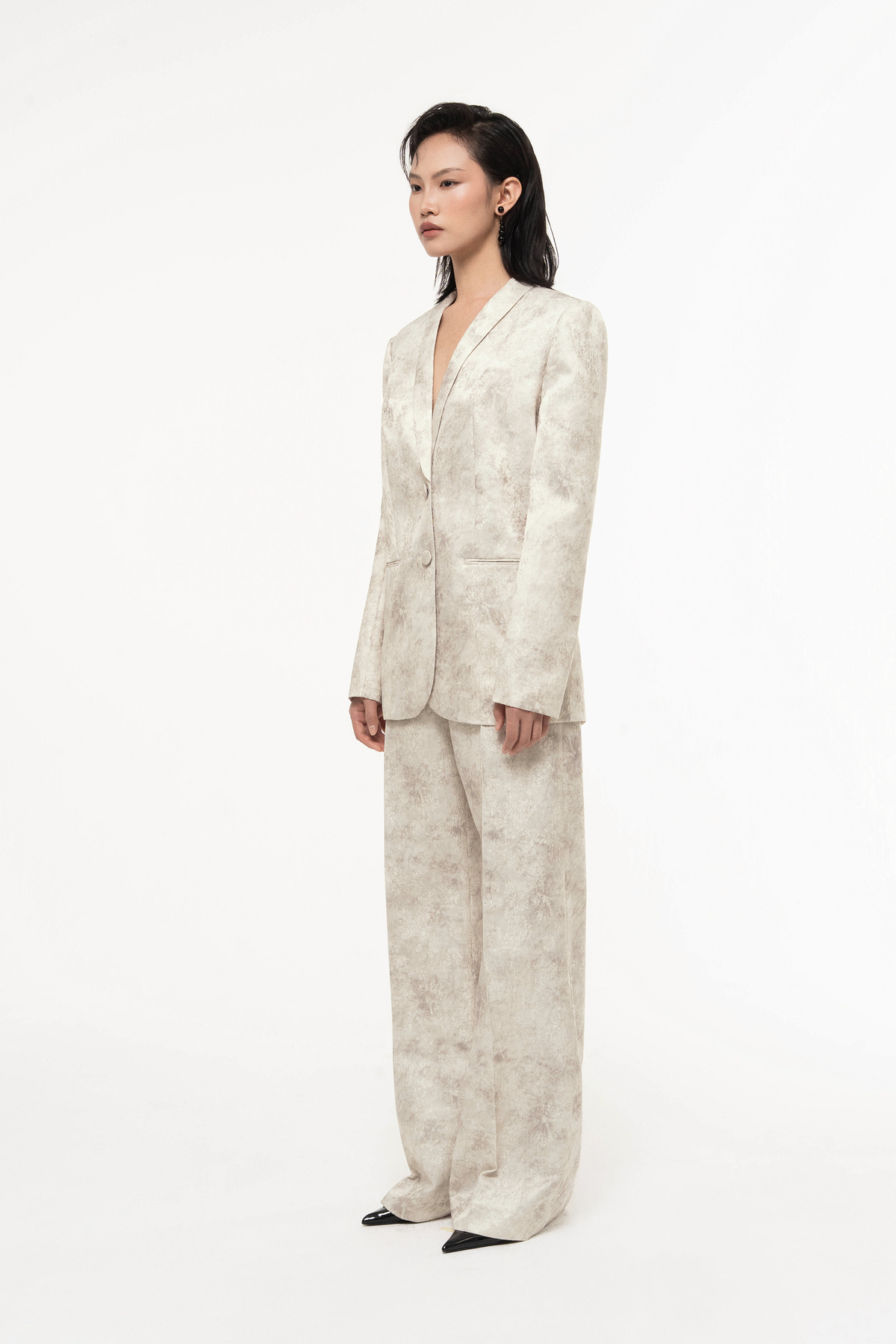 Jacquard V-Neck Blazer Set Design