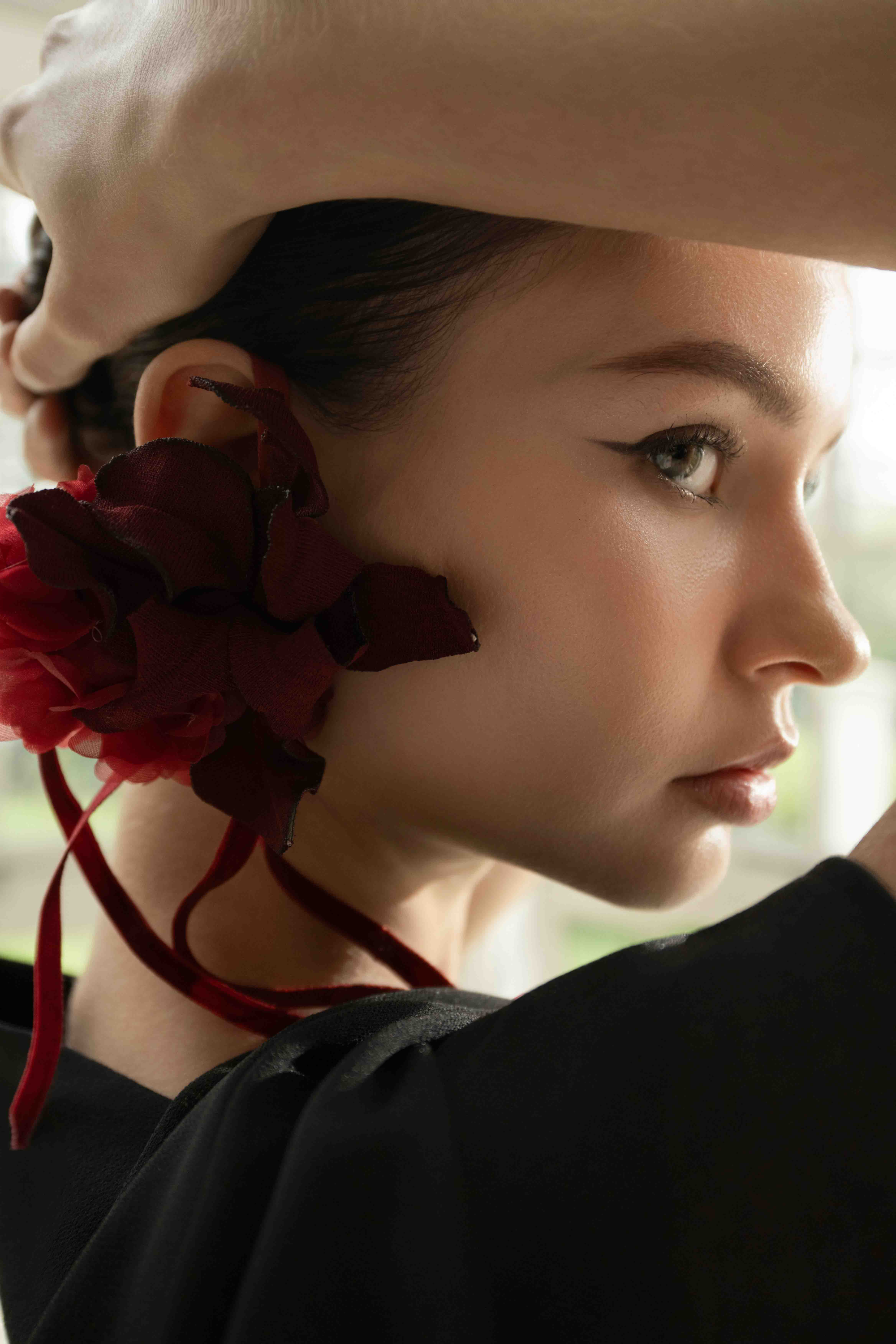 Asymmetric Draped Corset Dress in Black